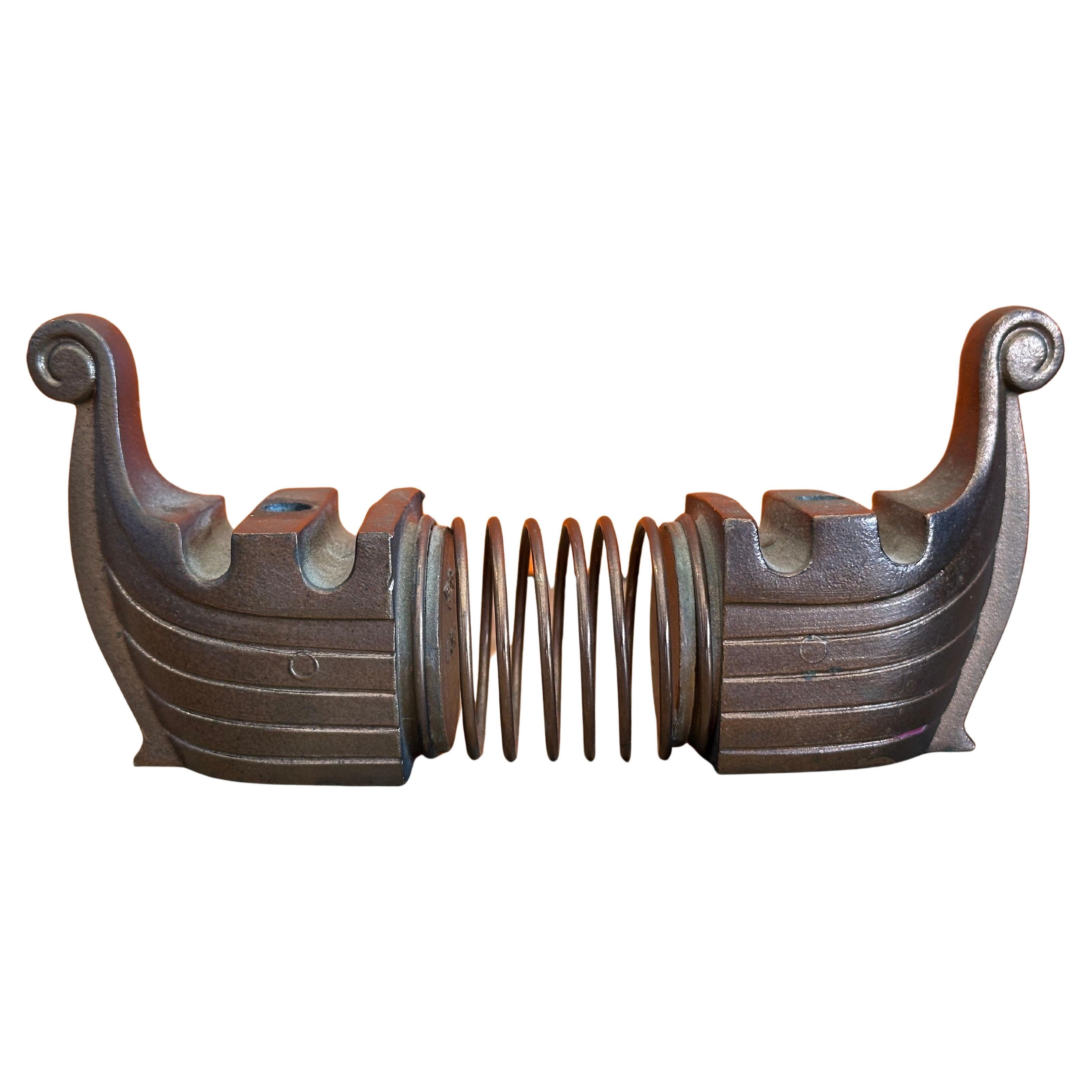 Rare Mid-Century Copper Envelope Spring Desk Organizer Viking Longboat For Sale 1