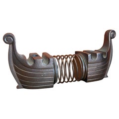 Rare Mid-Century Copper Envelope Spring Desk Organizer Viking Longboat