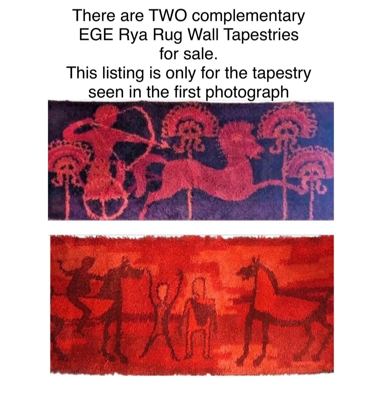 Rara alfombra danesa moderna de mediados de siglo Ege Taepper Rya Tapiz de pared Arte colgante Den Lana en venta