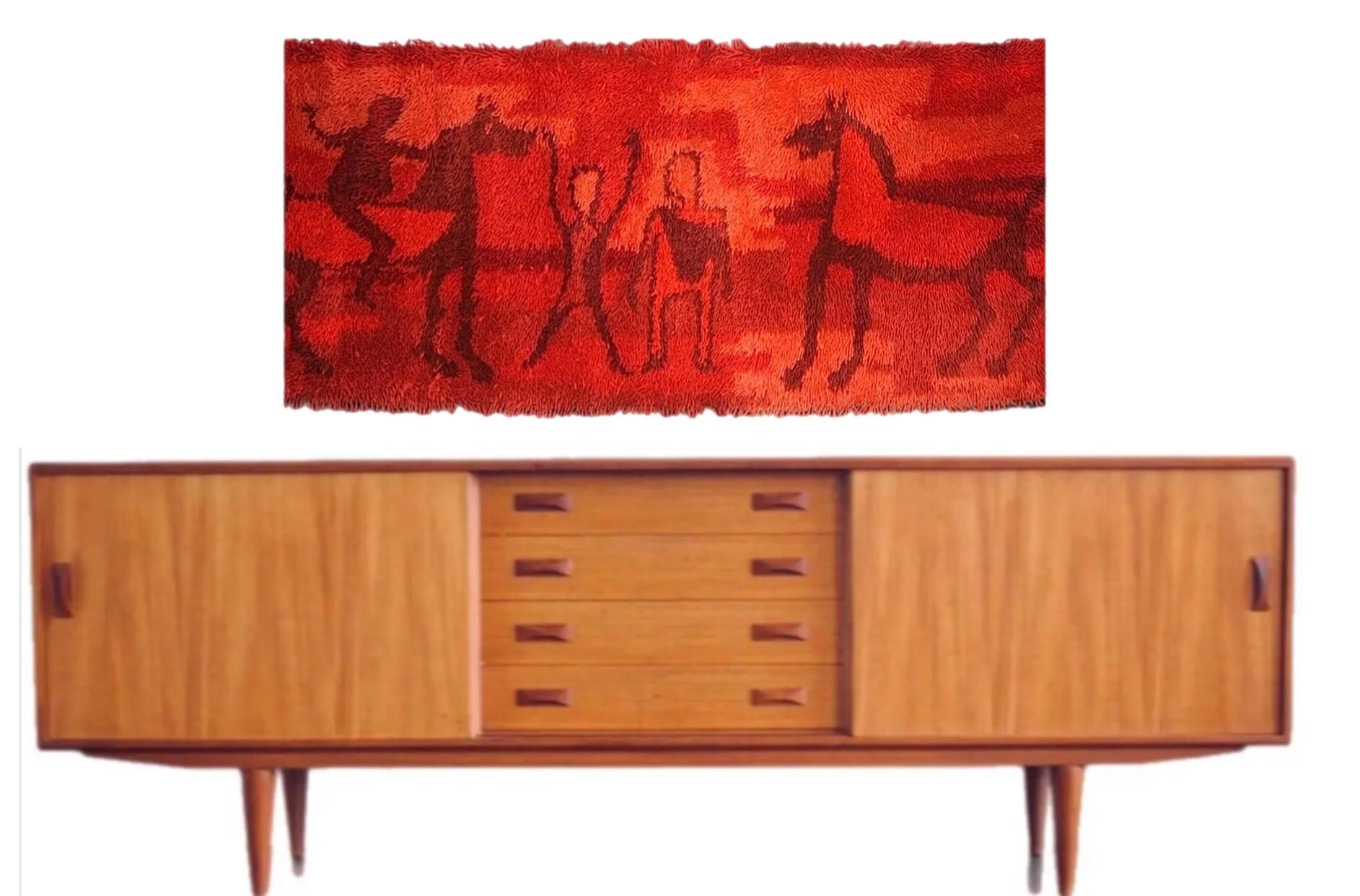 Rara alfombra danesa moderna de mediados de siglo Ege Taepper Rya Tapiz de pared Arte colgante Den en venta 2