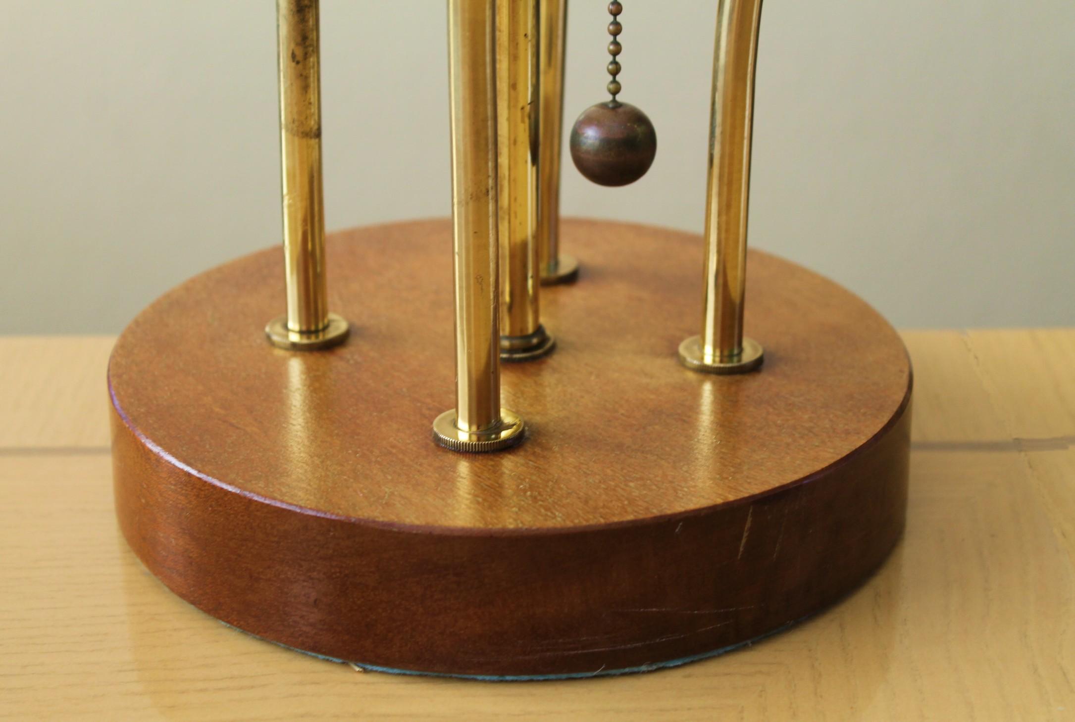 Hand-Carved Rare Mid Century Danish Modern Modeline Table Lamp Teak Brass Adrian Pearsall For Sale