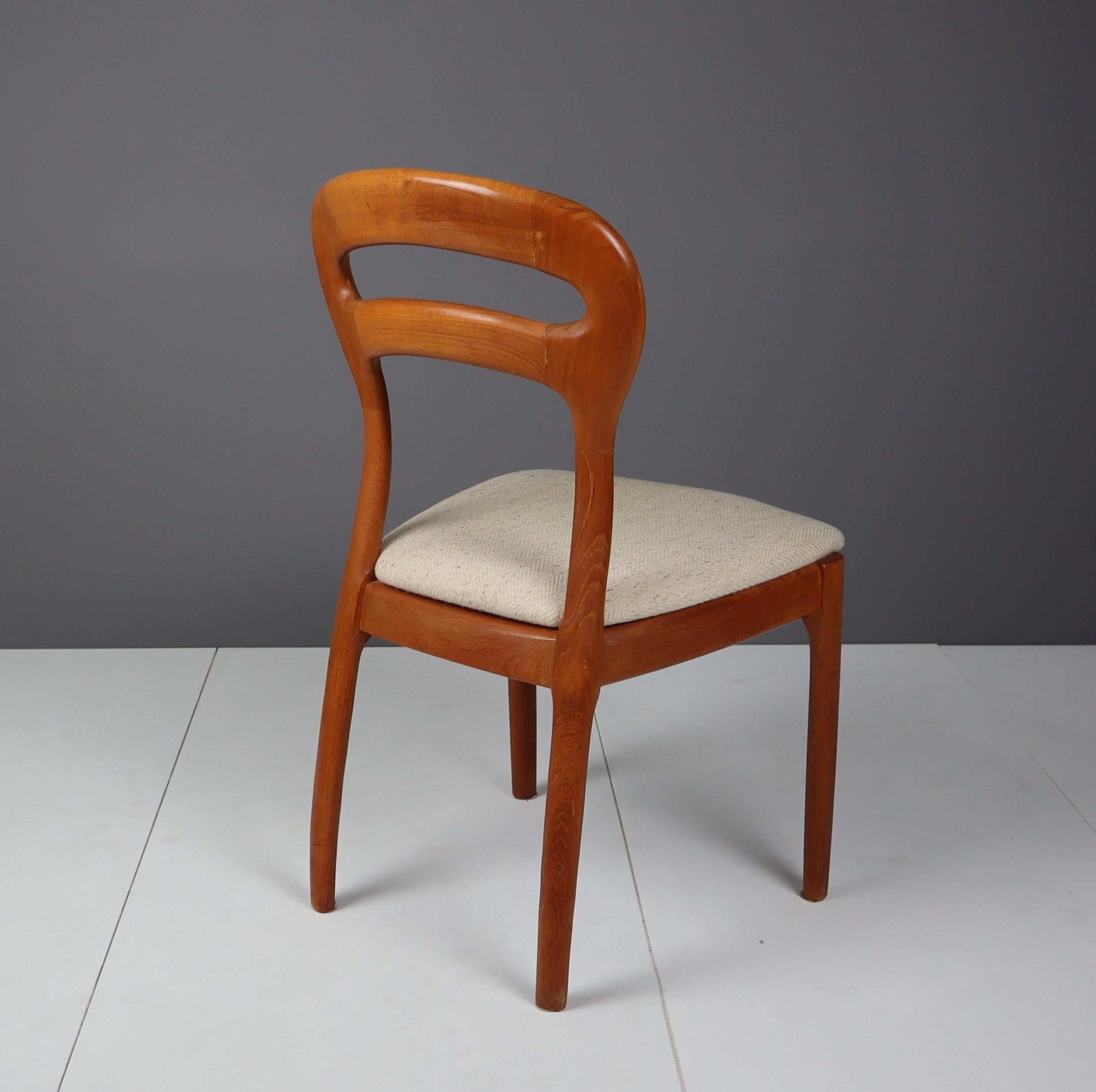 Fabric Rare Danish Teak Dining Chairs by J.L. Møllers Møbelfabrik For Sale