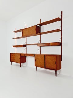 Rare Mid century Danish Teak Wall Unit with 3 cabinets, by Sven Ellekaer, 1960