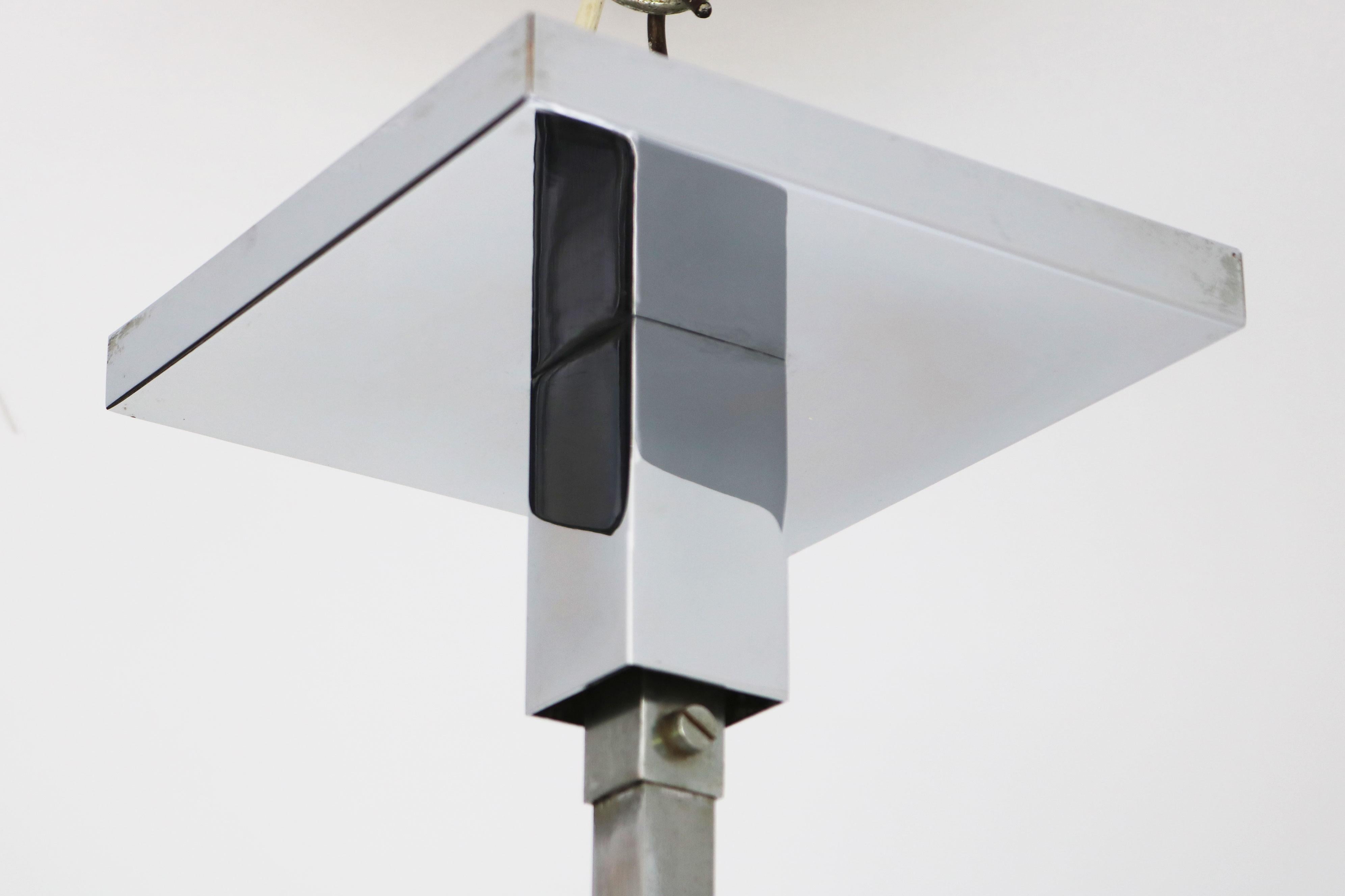Metà XX secolo Raro lampadario di design di metà secolo di Gaetano Sciolari Modello Metrico 1960 Cromo in vendita
