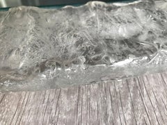 Rare Midcentury Design Oval Mirror in Faux Glass Frame with Frosted Ice Pattern