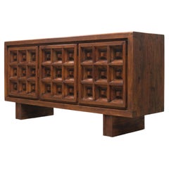 Rare Mid-century design Sideboard by Biosca Spain Brutalist 1960 stained Pine