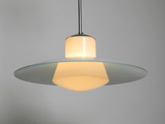 Rare Mid Century Double Glass Ceiling Lamp by Wilhelm Braun Feldweg for Doria