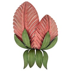 Rare Mid-Century Double Leaf Floral Sconce by Holländer Leuchten Germany 1970s