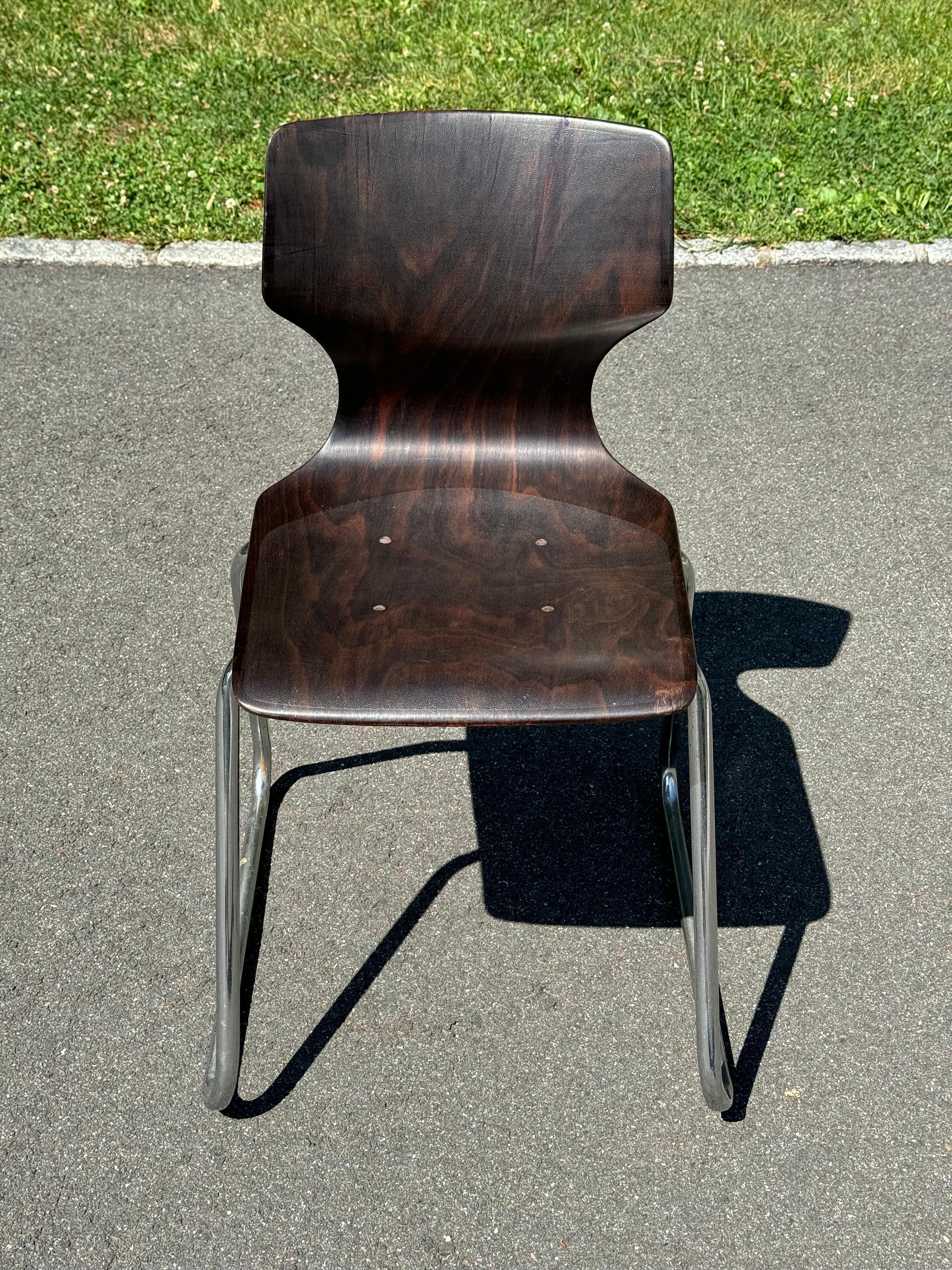 Chrome Rare Mid Century Elmar Flototto Rosewood Side Chair For Sale