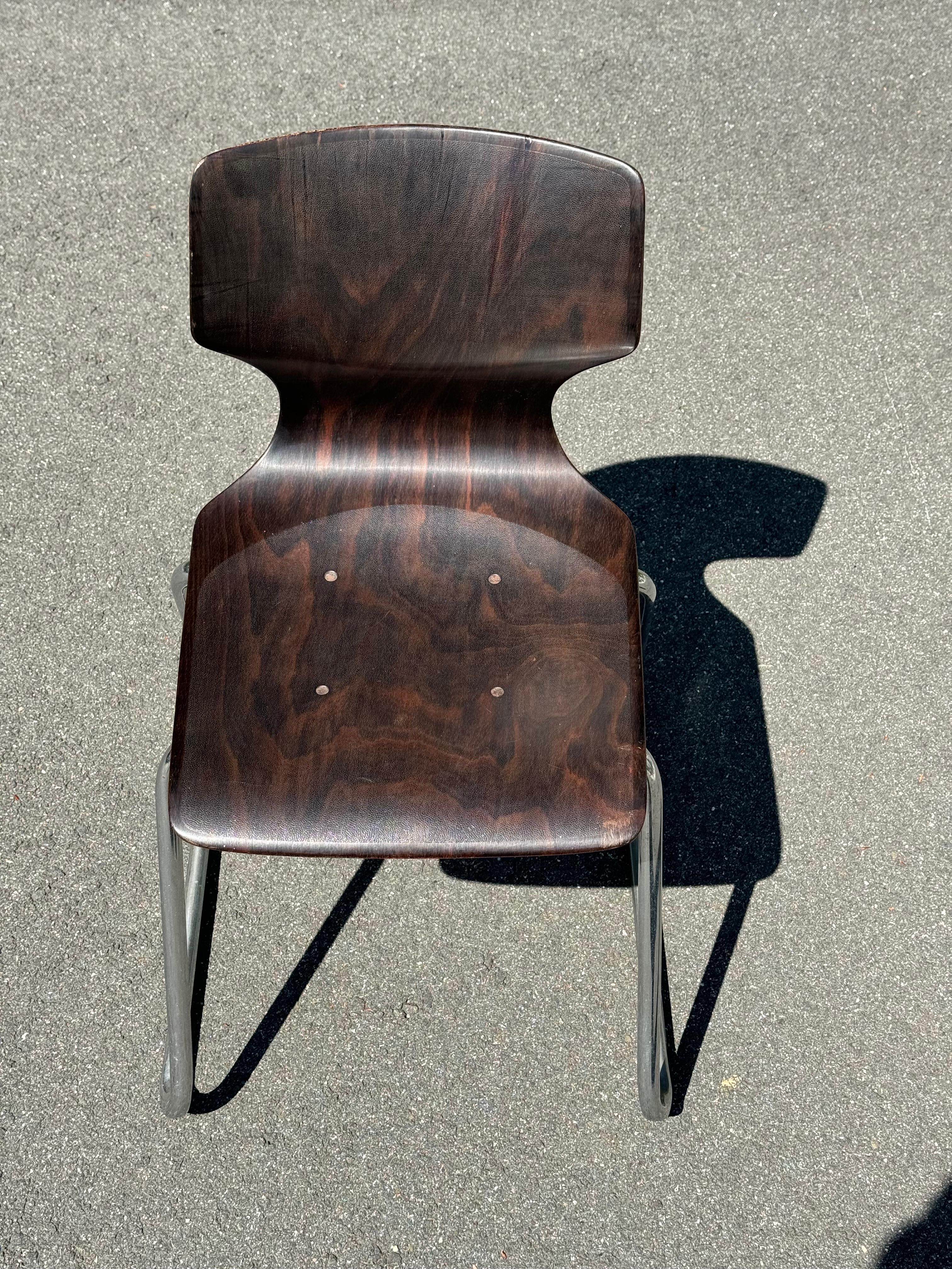 Rare Mid Century Elmar Flototto Rosewood Side Chair In Excellent Condition For Sale In Redding, CT