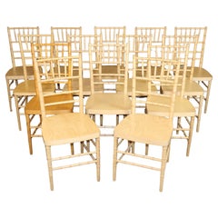 Rare sedie da pranzo di metà secolo in finto bambù e legno di faggio - Set di 14 sedie, CIRCA 1960