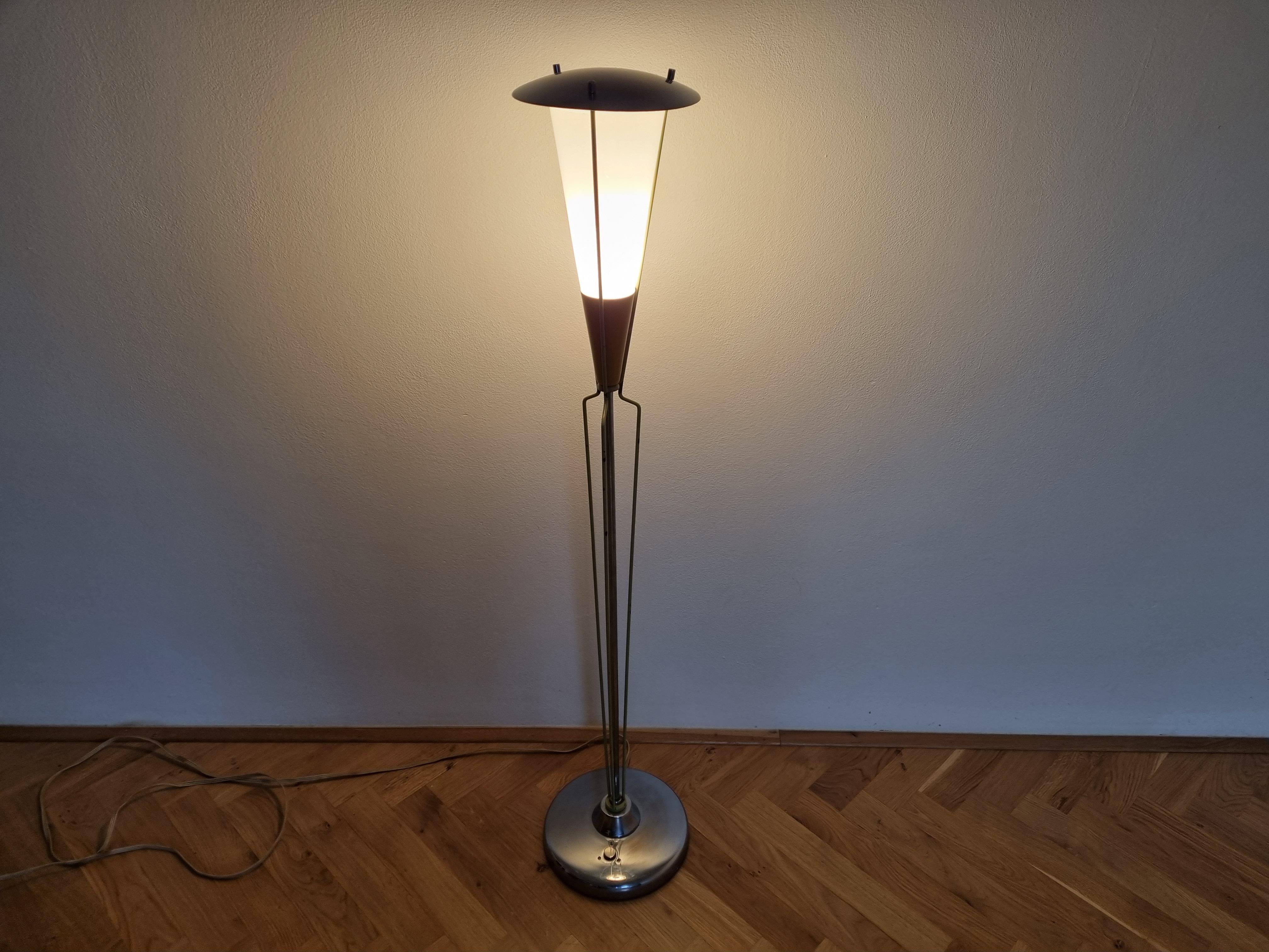 Czech Rare Mid Century Floor Lamp in style of Stilnovo, 1960s For Sale