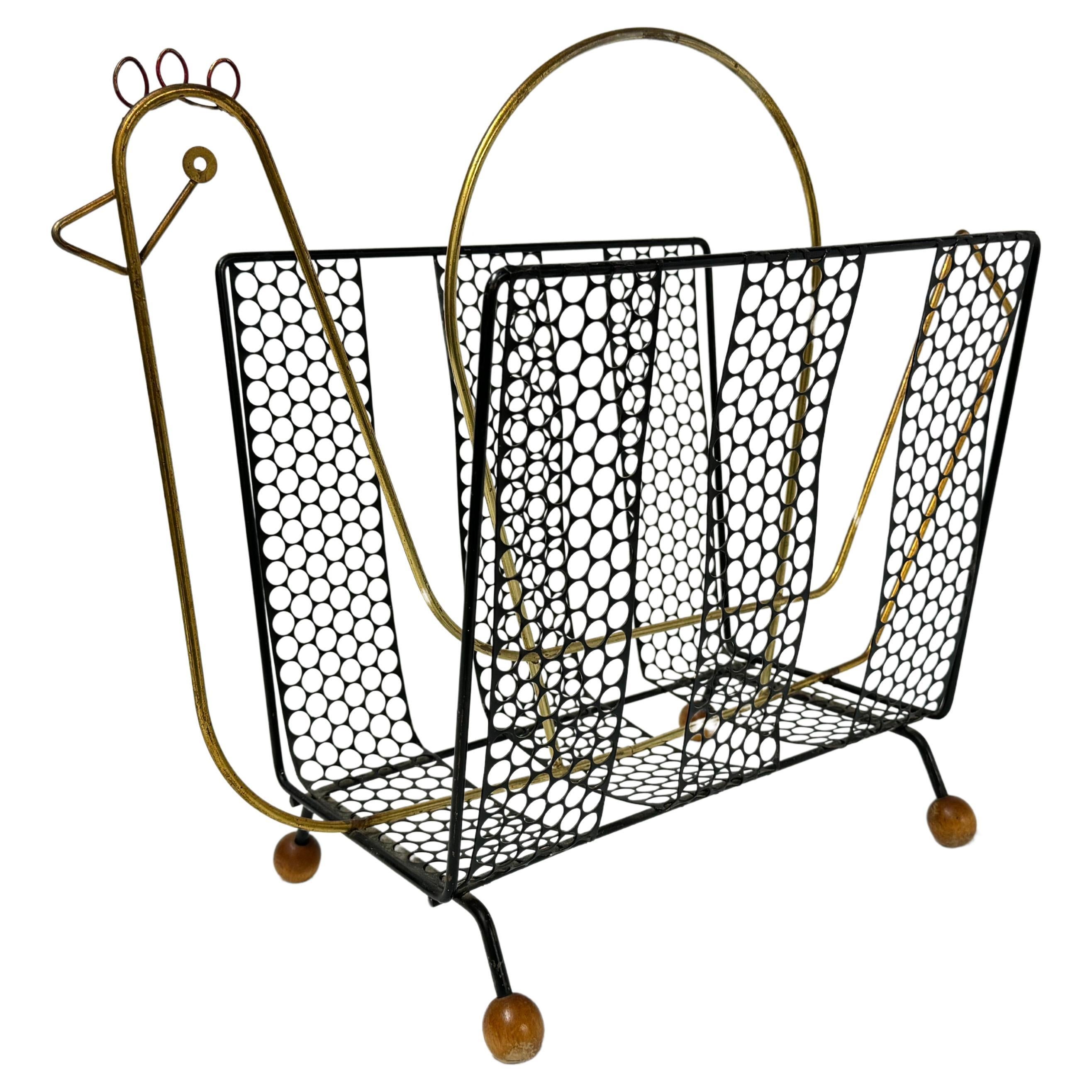 Rare Mid Century Frederick Weinberg Style Magazine rack