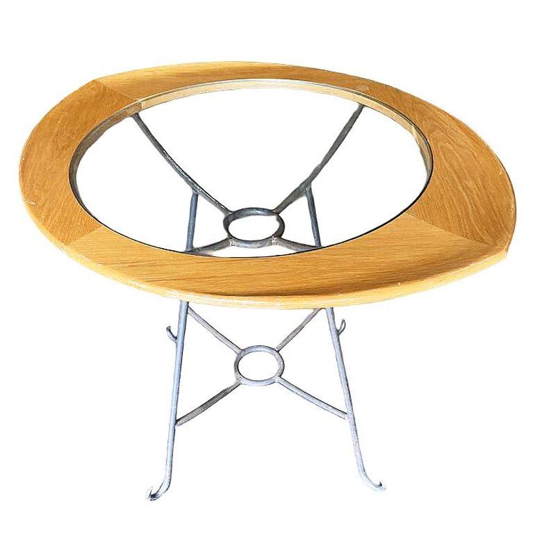 Rara mesa de desayuno para dos personas con centro de cristal de mediados de siglo Moderno de mediados de siglo en venta
