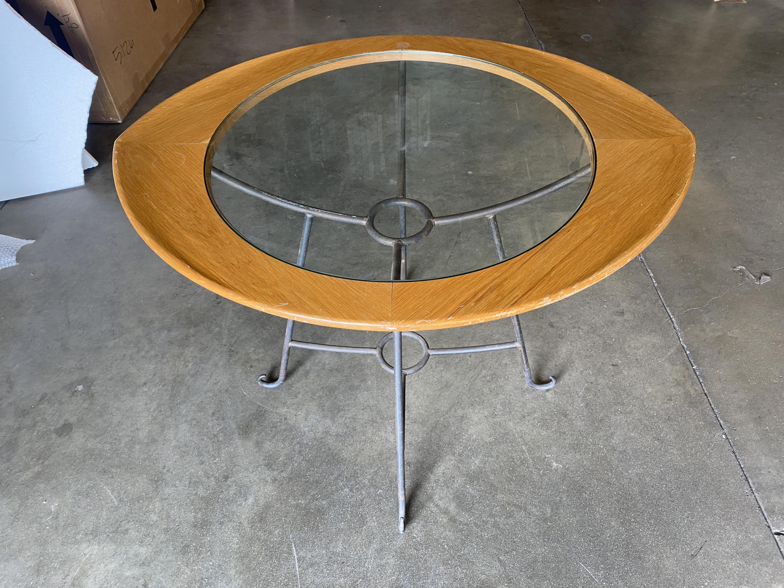 Mid-Century Modern Rare Mid-Century Glass Center Two Person Breakfast Table For Sale
