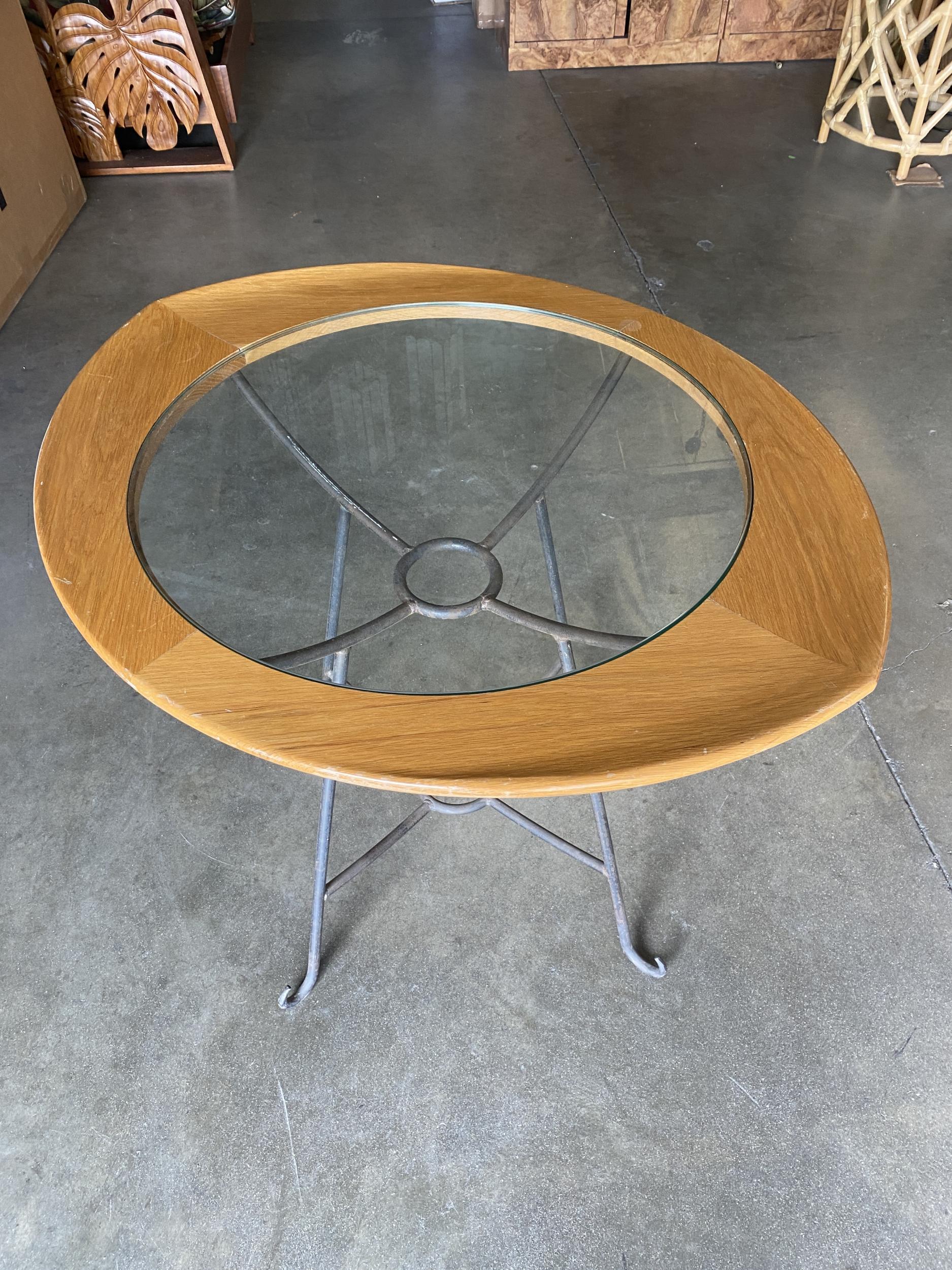 Rare Mid-Century Glass Center Two Person Breakfast Table In Excellent Condition For Sale In Van Nuys, CA