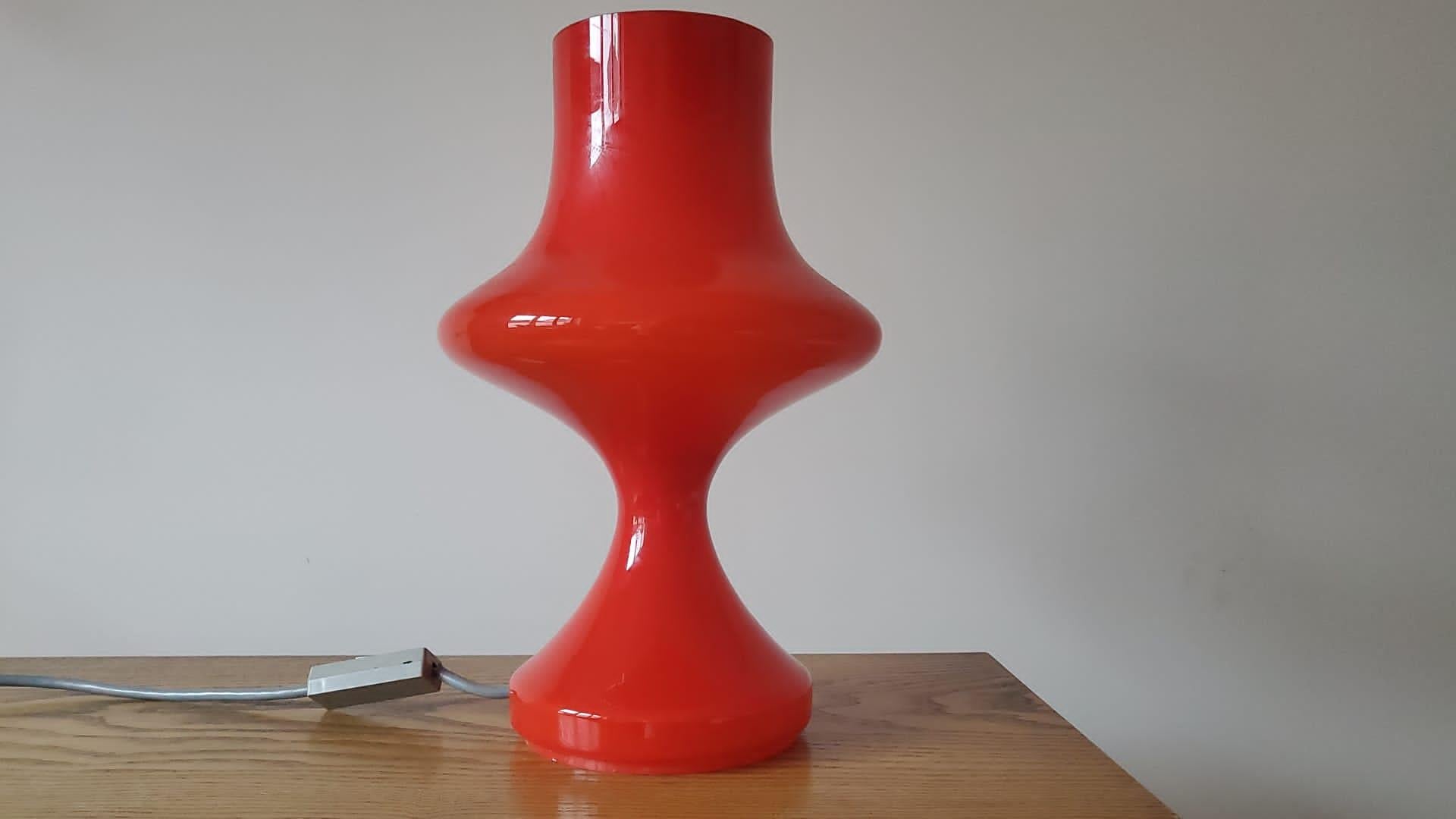 Rara lámpara de sobremesa de cristal de mediados de siglo, Tabery, años 70 Moderno de mediados de siglo en venta