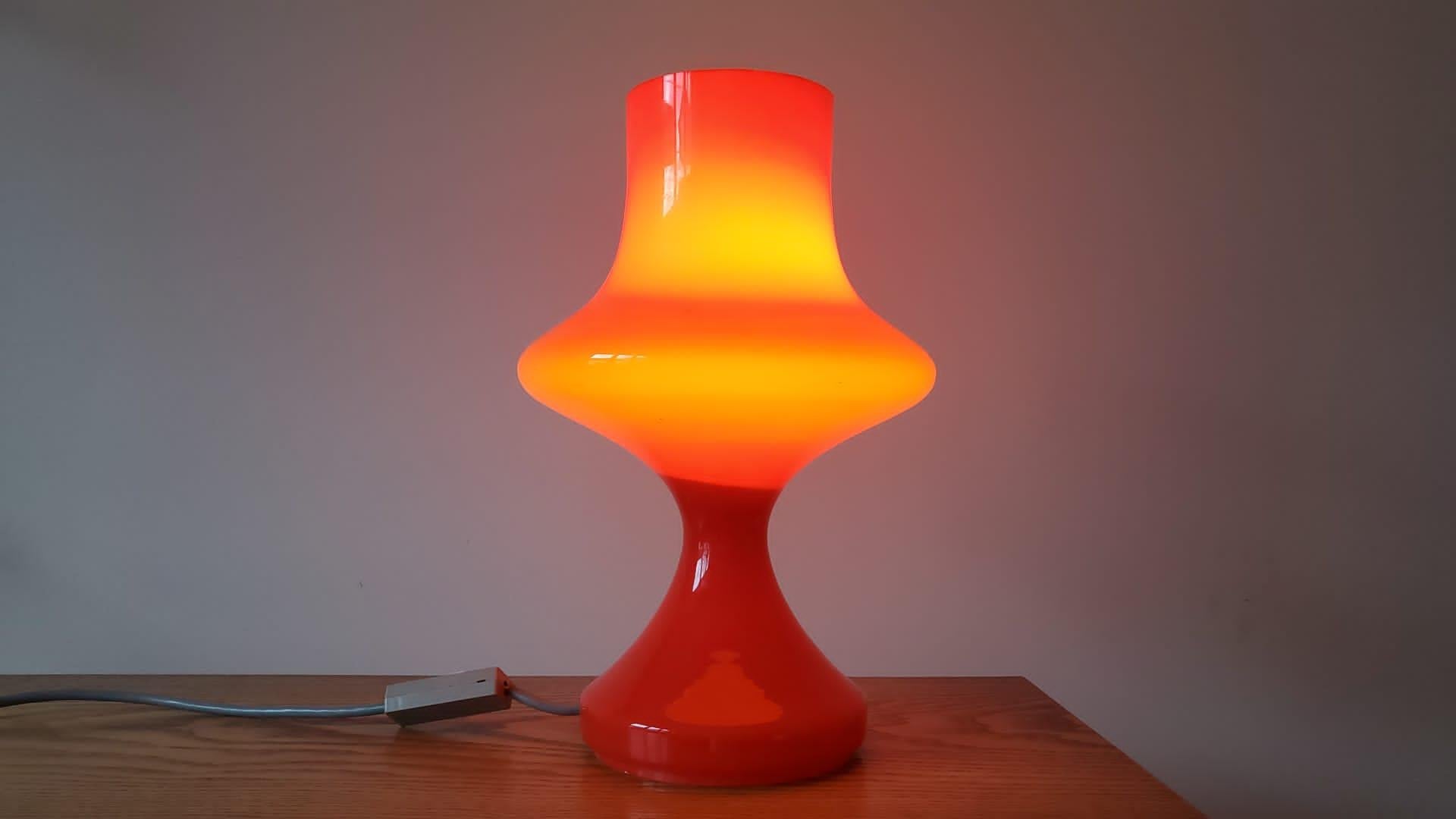 Czech Rare Mid-Century Glass Table Lamp, Tabery, 1970s For Sale