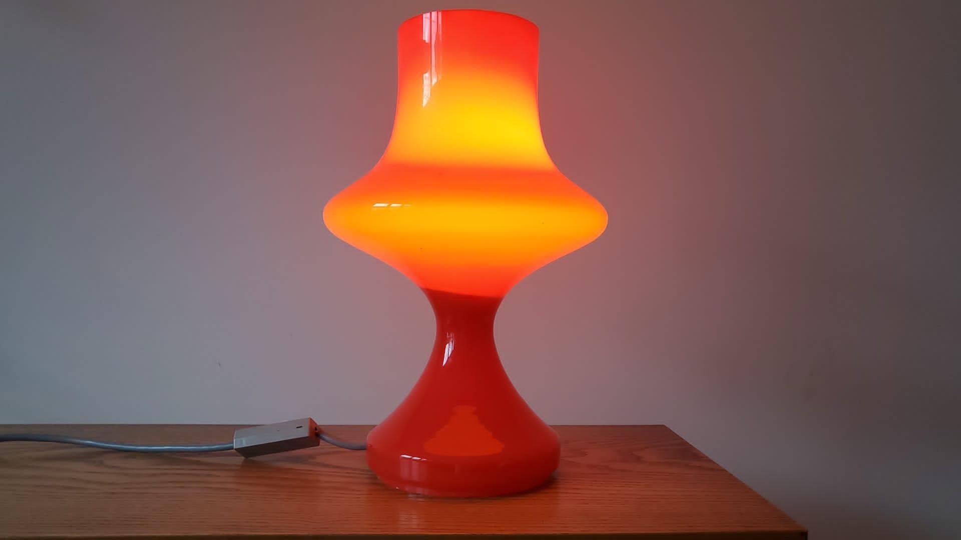 Rare Mid-Century Glass Table Lamp, Tabery, 1970s In Good Condition For Sale In Praha, CZ