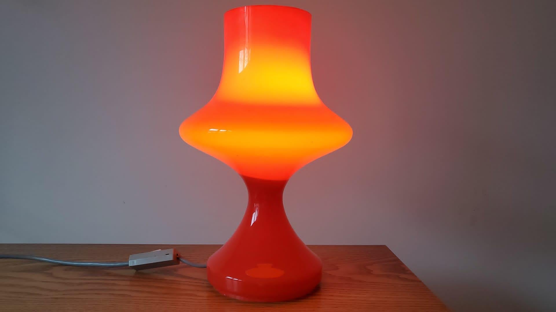 Late 20th Century Rare Mid-Century Glass Table Lamp, Tabery, 1970s For Sale