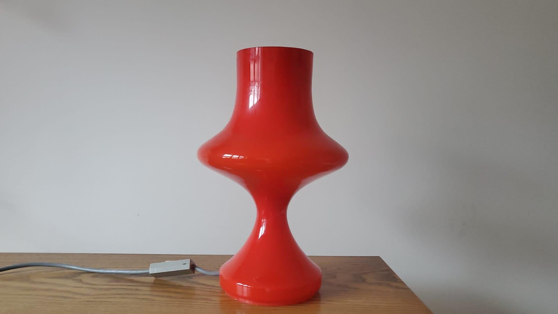 Rare Mid-Century Glass Table Lamp, Tabery, 1970s For Sale 1