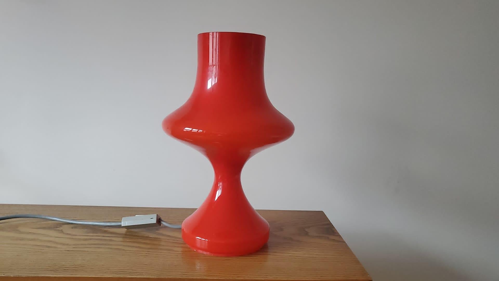 Rara lámpara de sobremesa de cristal de mediados de siglo, Tabery, años 70 en venta 1