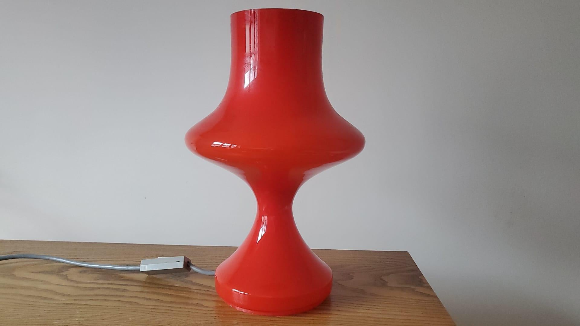 Rare Mid-Century Glass Table Lamp, Tabery, 1970s For Sale 3