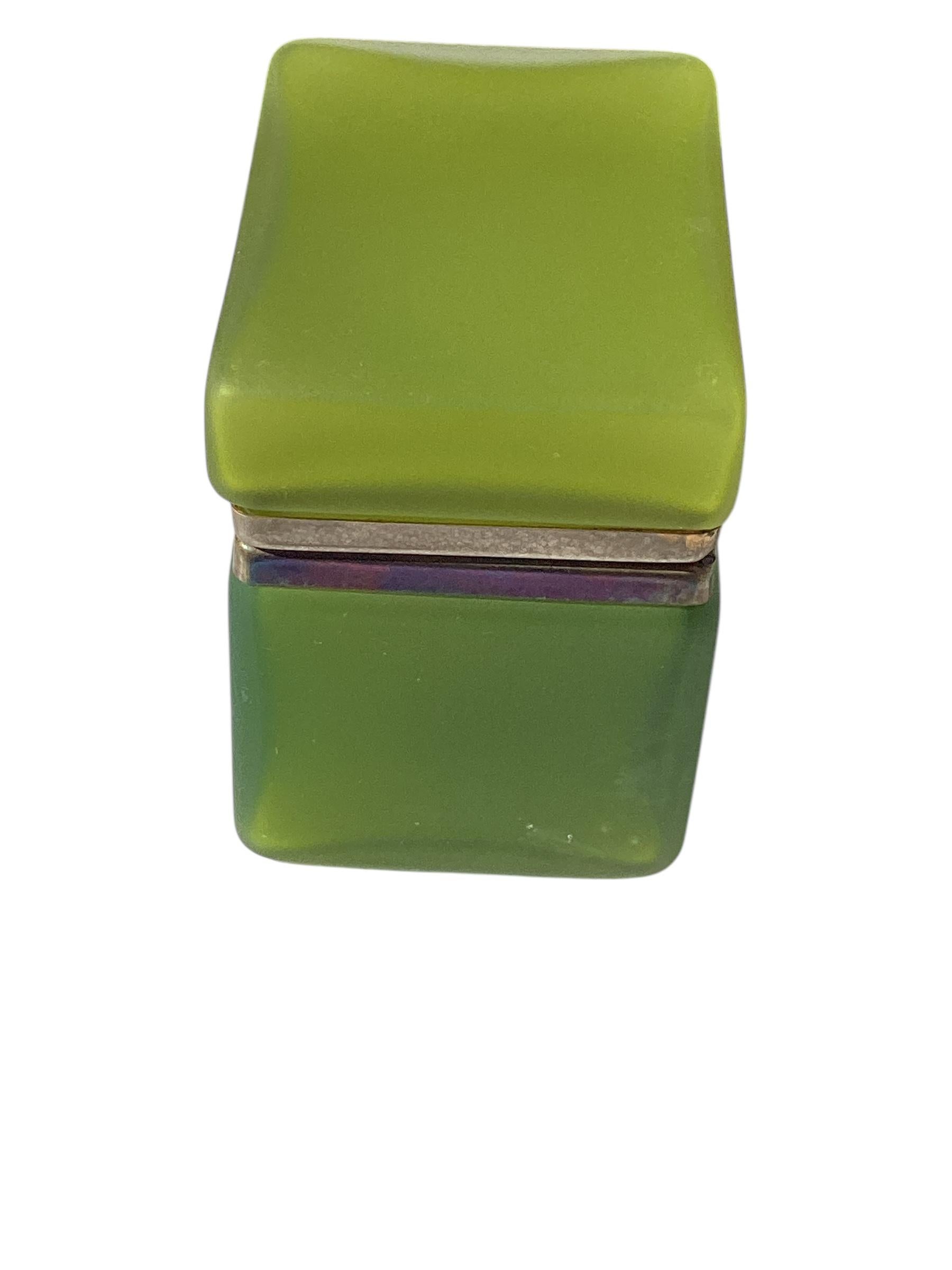 Rare Mid Century Green Murano Glass Box In Good Condition In Chapel Hill, NC