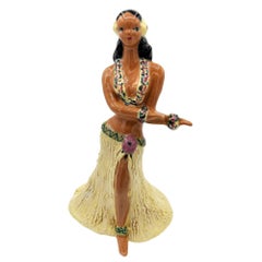 Rare Mid-Century Hawaiian Dancing Hula Ceramic Girl Vase Signed by Yona Lippin