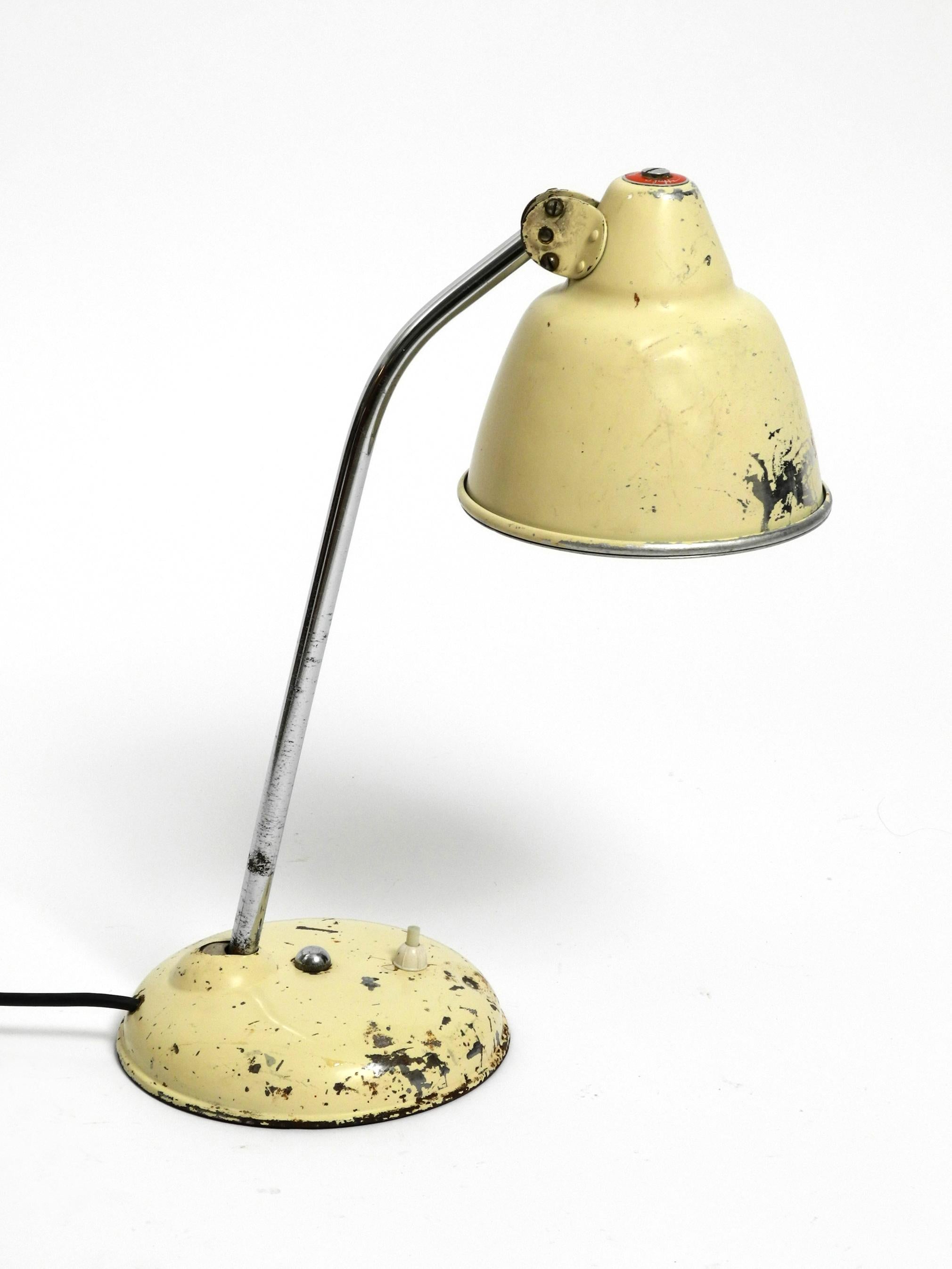 Rare Mid Century industrial metal lamp in original beige from Helo Leuchten For Sale 10