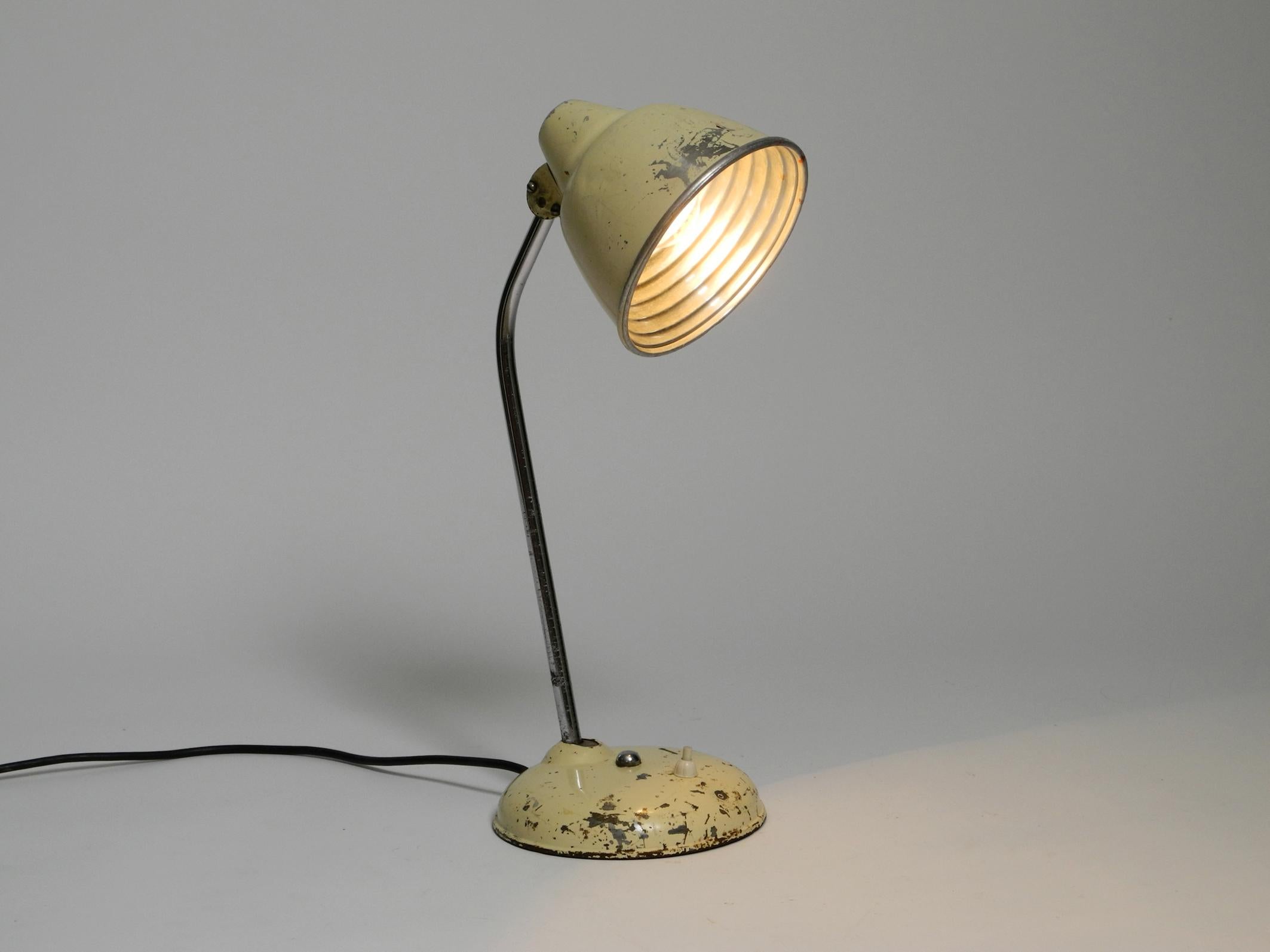 Rare Mid Century industrial metal lamp in original beige from Helo Leuchten For Sale 12