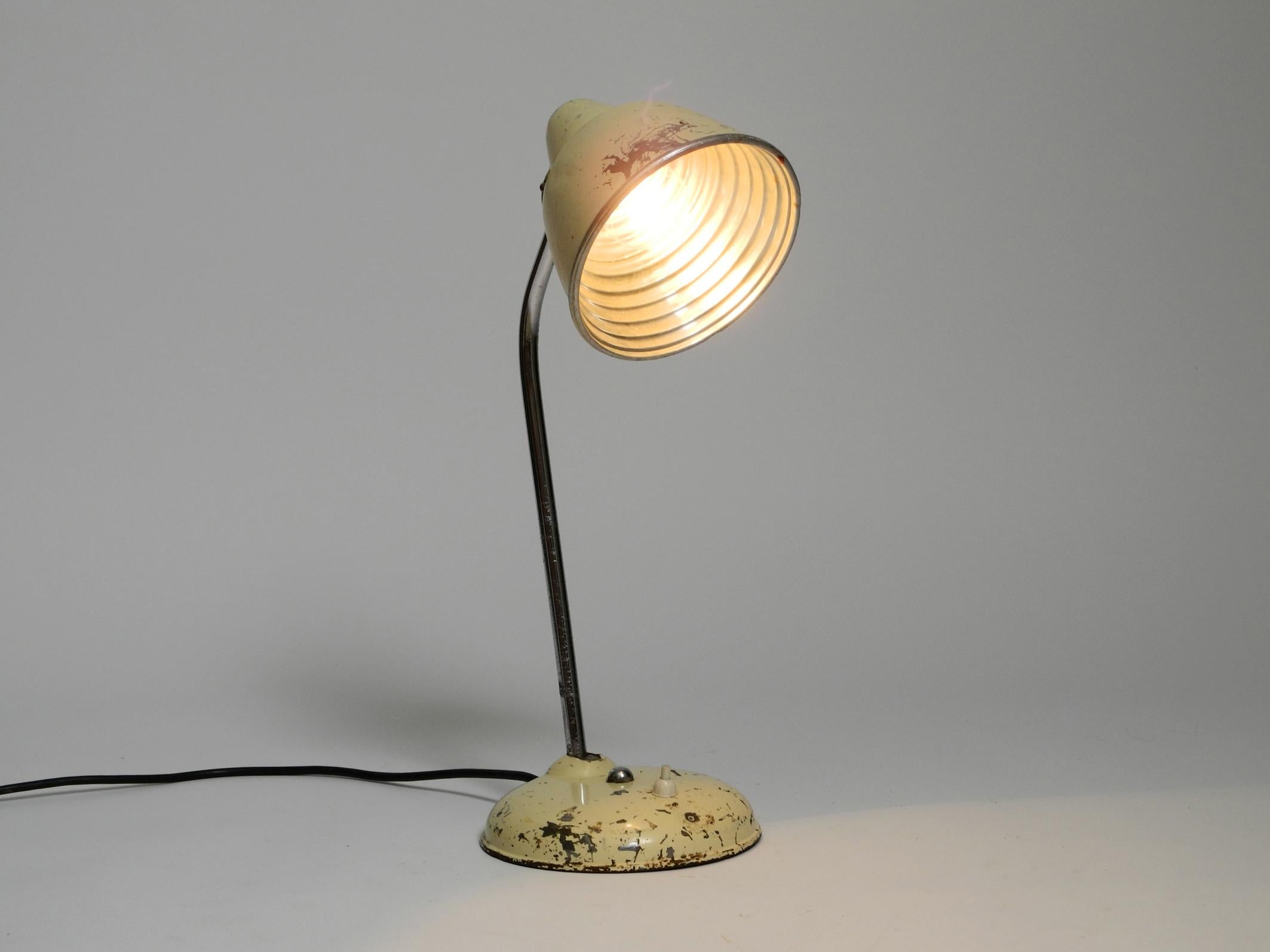 Mid-Century Modern Rare Mid Century industrial metal lamp in original beige from Helo Leuchten For Sale