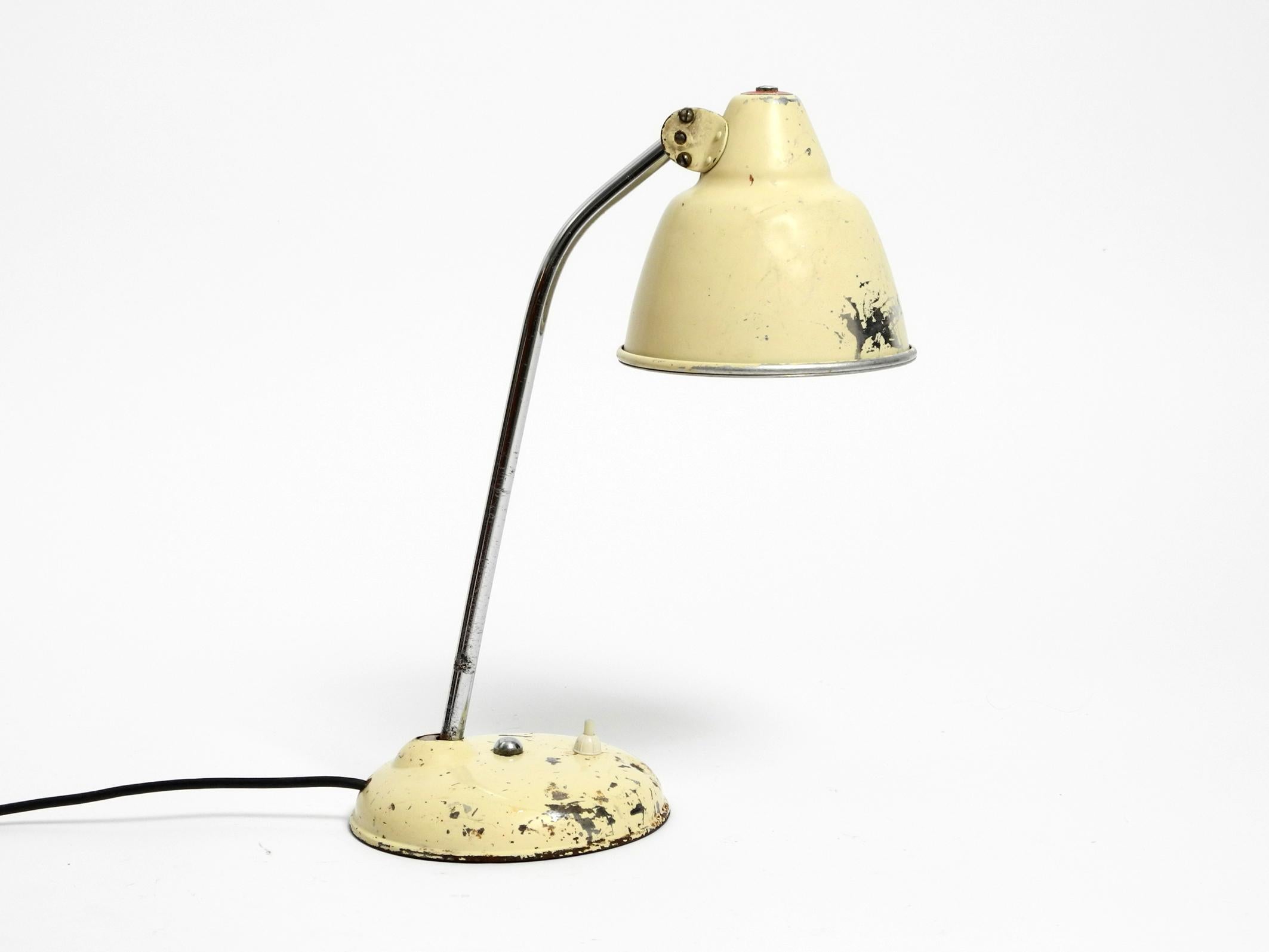 German Rare Mid Century industrial metal lamp in original beige from Helo Leuchten For Sale