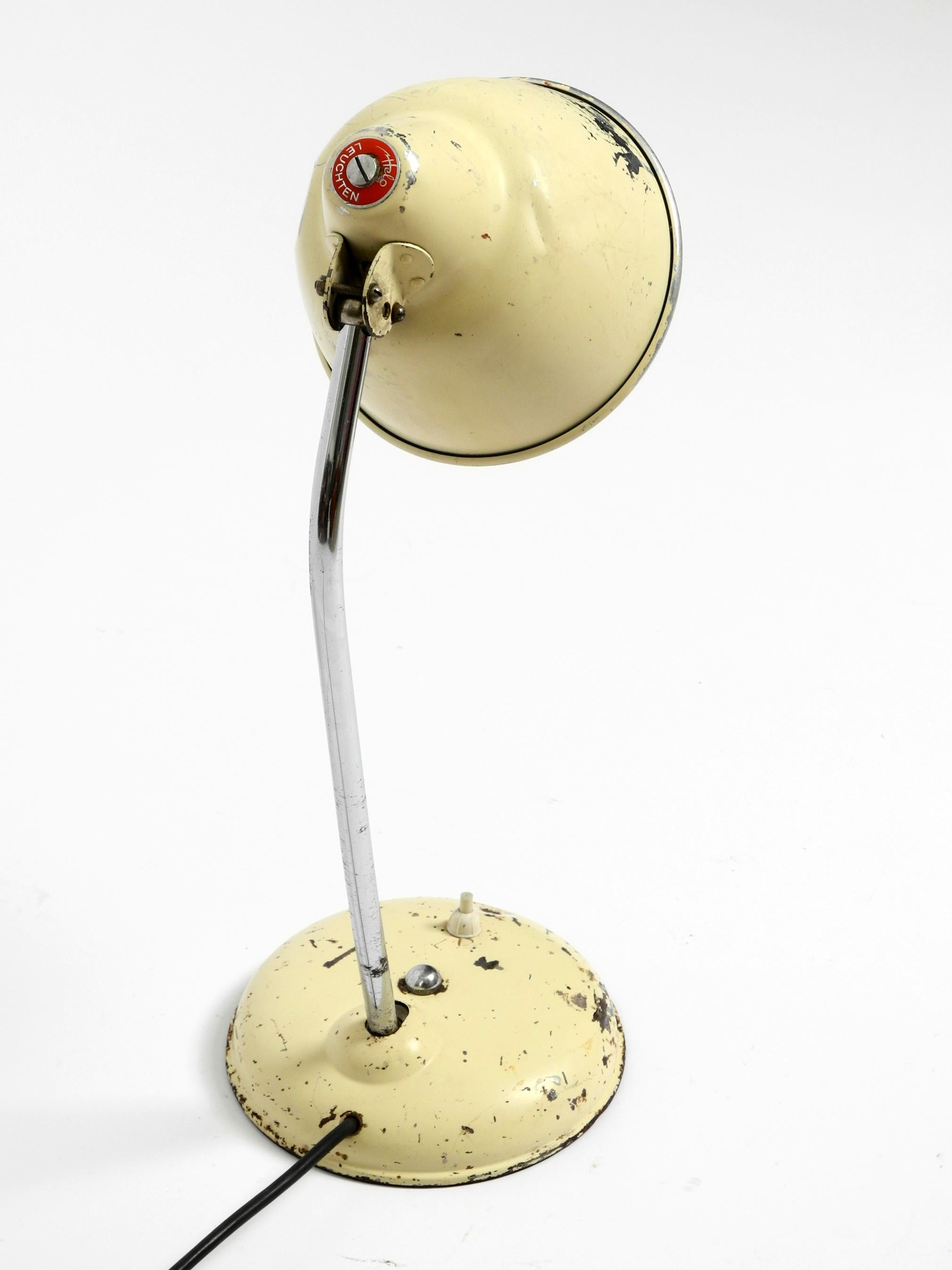 Mid-20th Century Rare Mid Century industrial metal lamp in original beige from Helo Leuchten For Sale