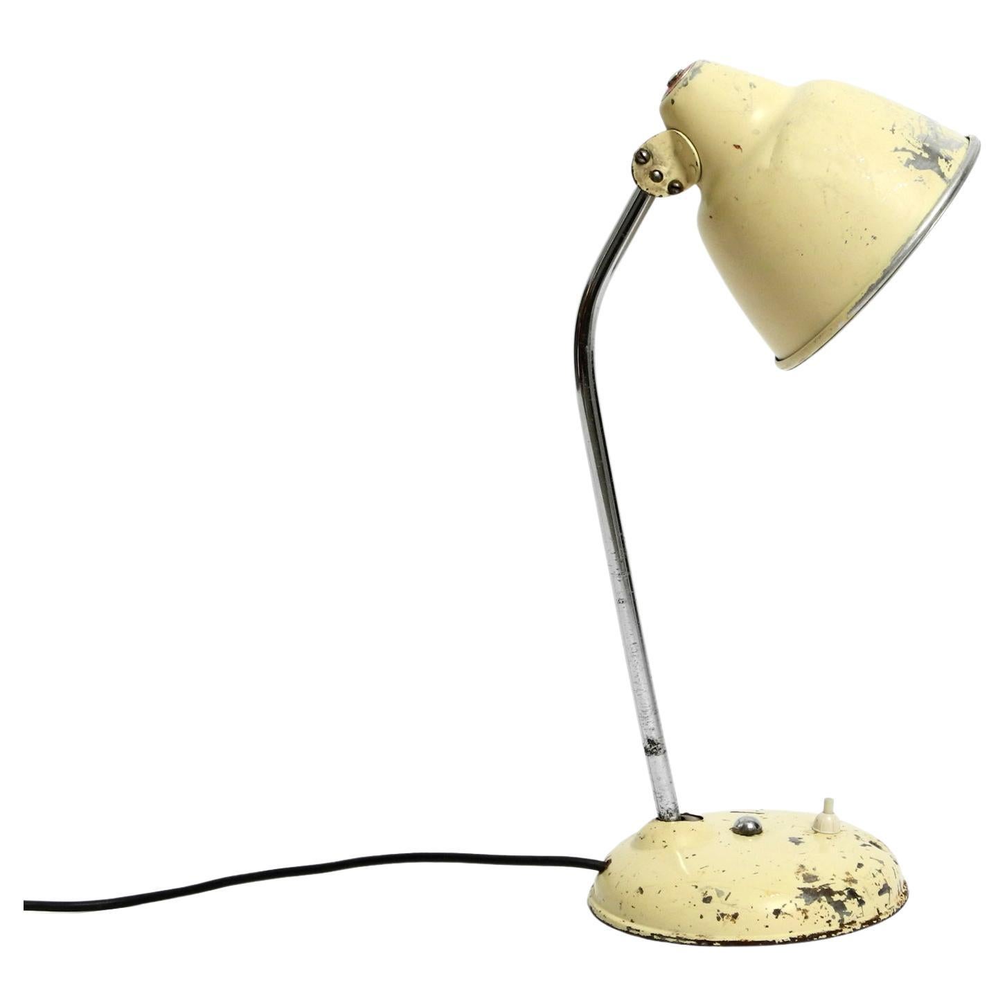 Rare Mid Century industrial metal lamp in original beige from Helo Leuchten For Sale