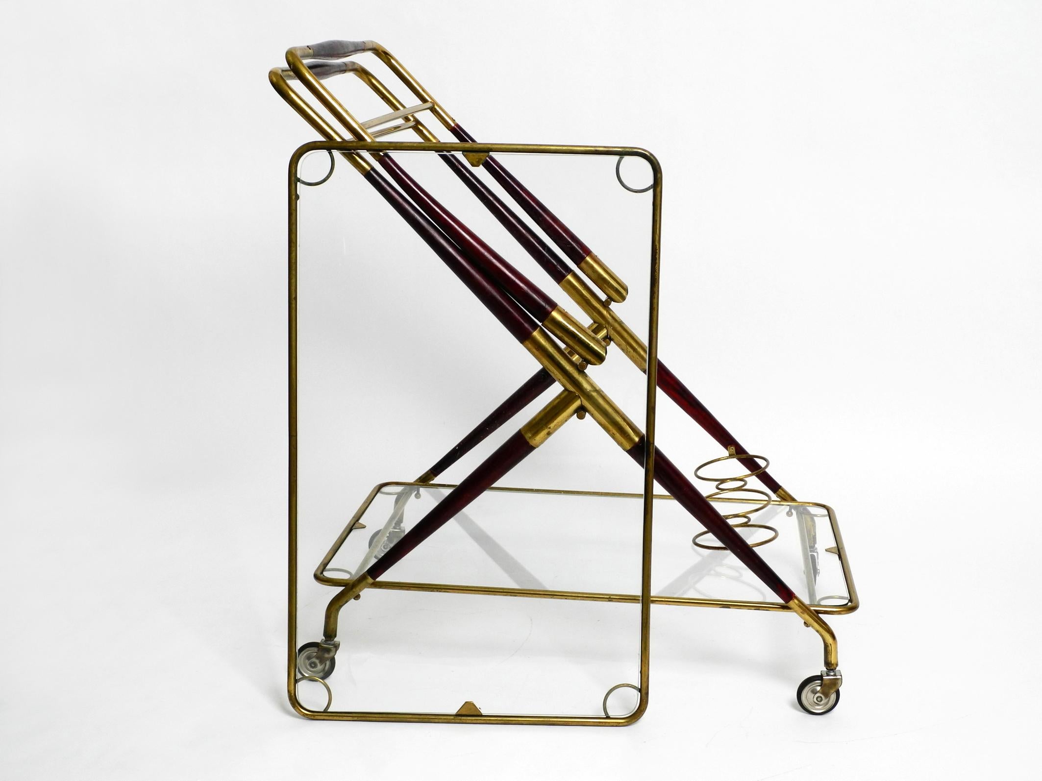 Rare Midcentury Italian Folding Brass and Glass Serving Trolley by Cesare Lacca 7