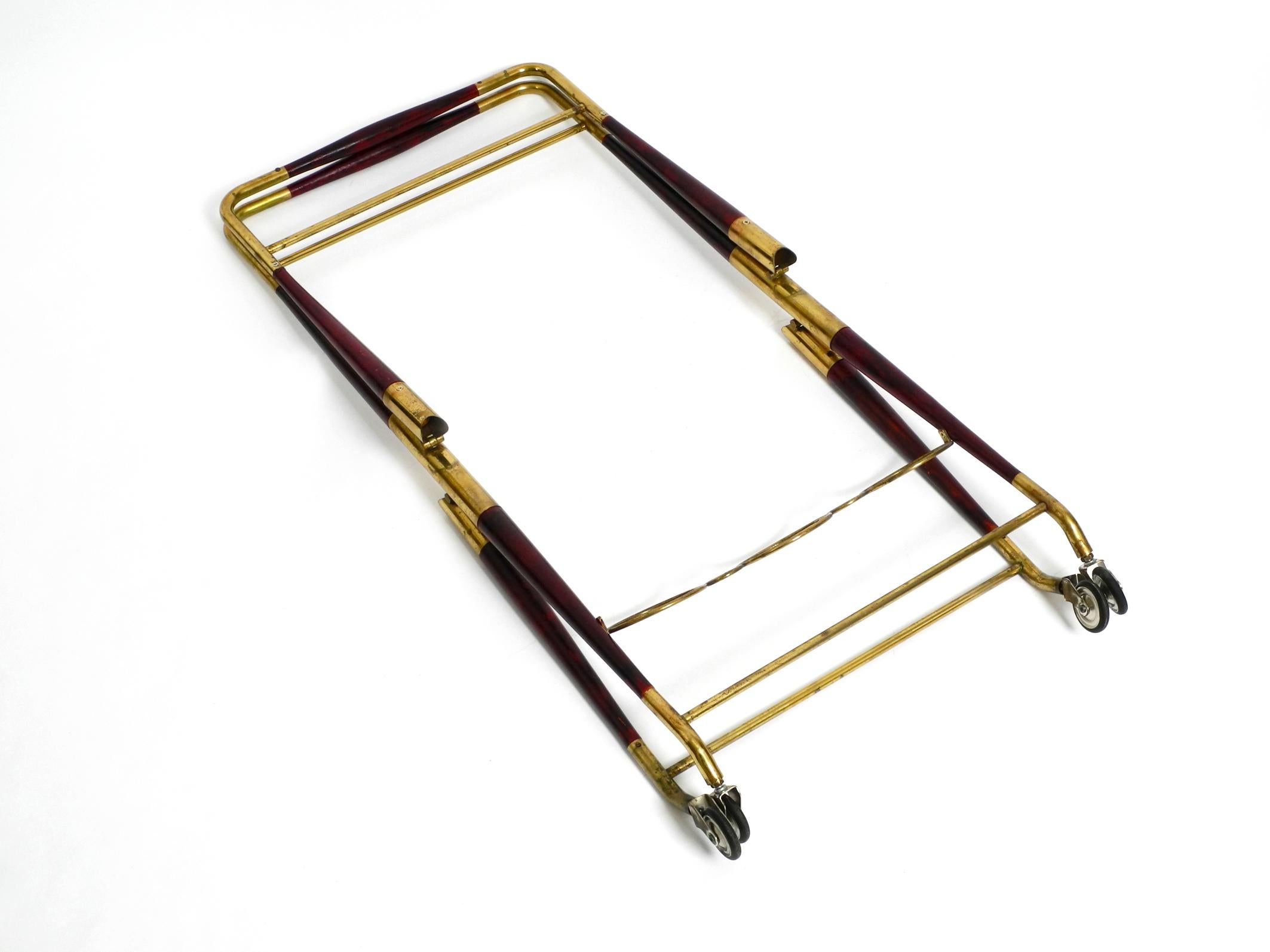 Rare Midcentury Italian Folding Brass and Glass Serving Trolley by Cesare Lacca 1