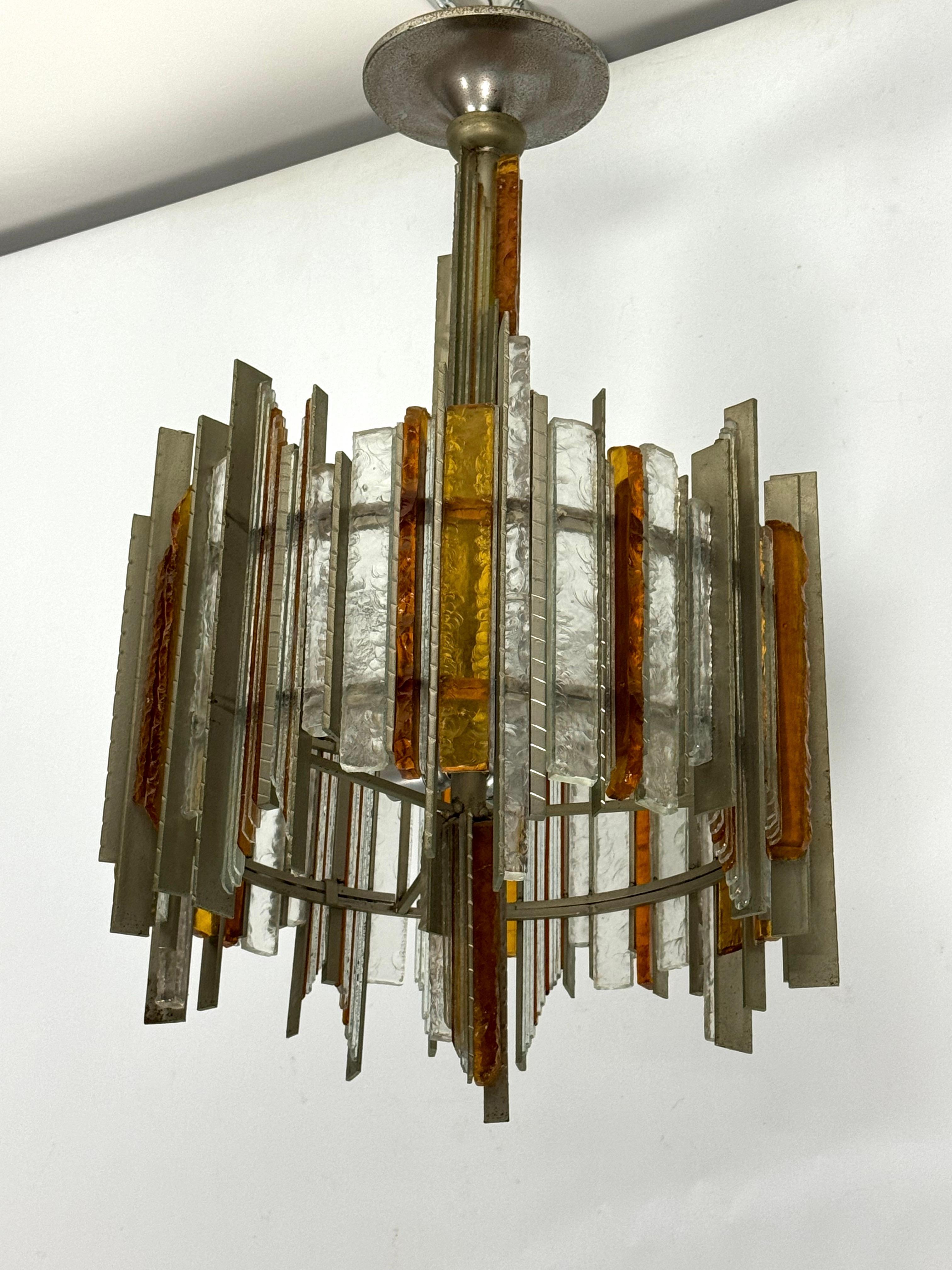 Rare Mid-Century Large chandelier by Albano Poli for Poliarte. Italy 1970s For Sale 3