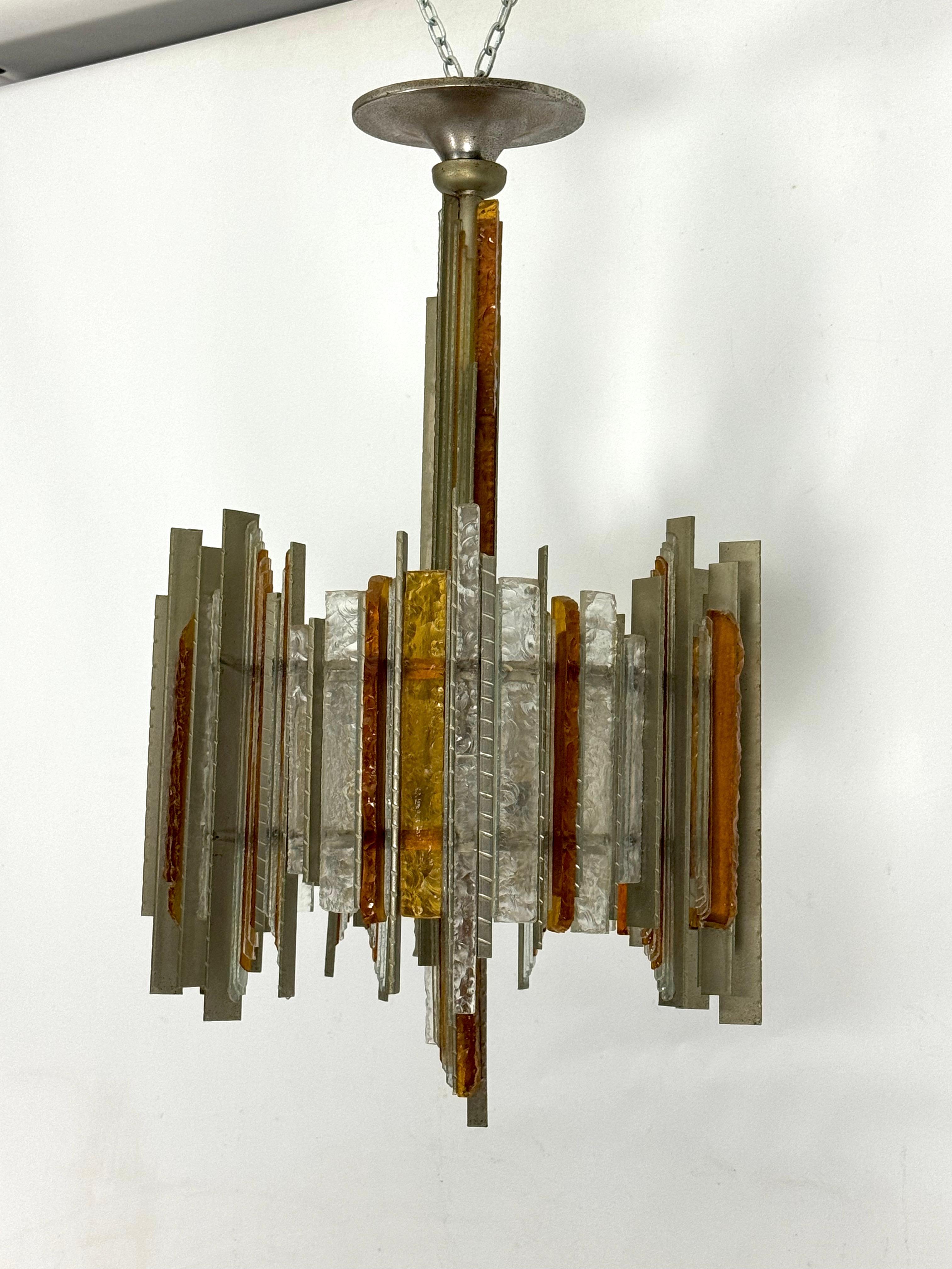 Rare Mid-Century Large chandelier by Albano Poli for Poliarte. Italy 1970s For Sale 9