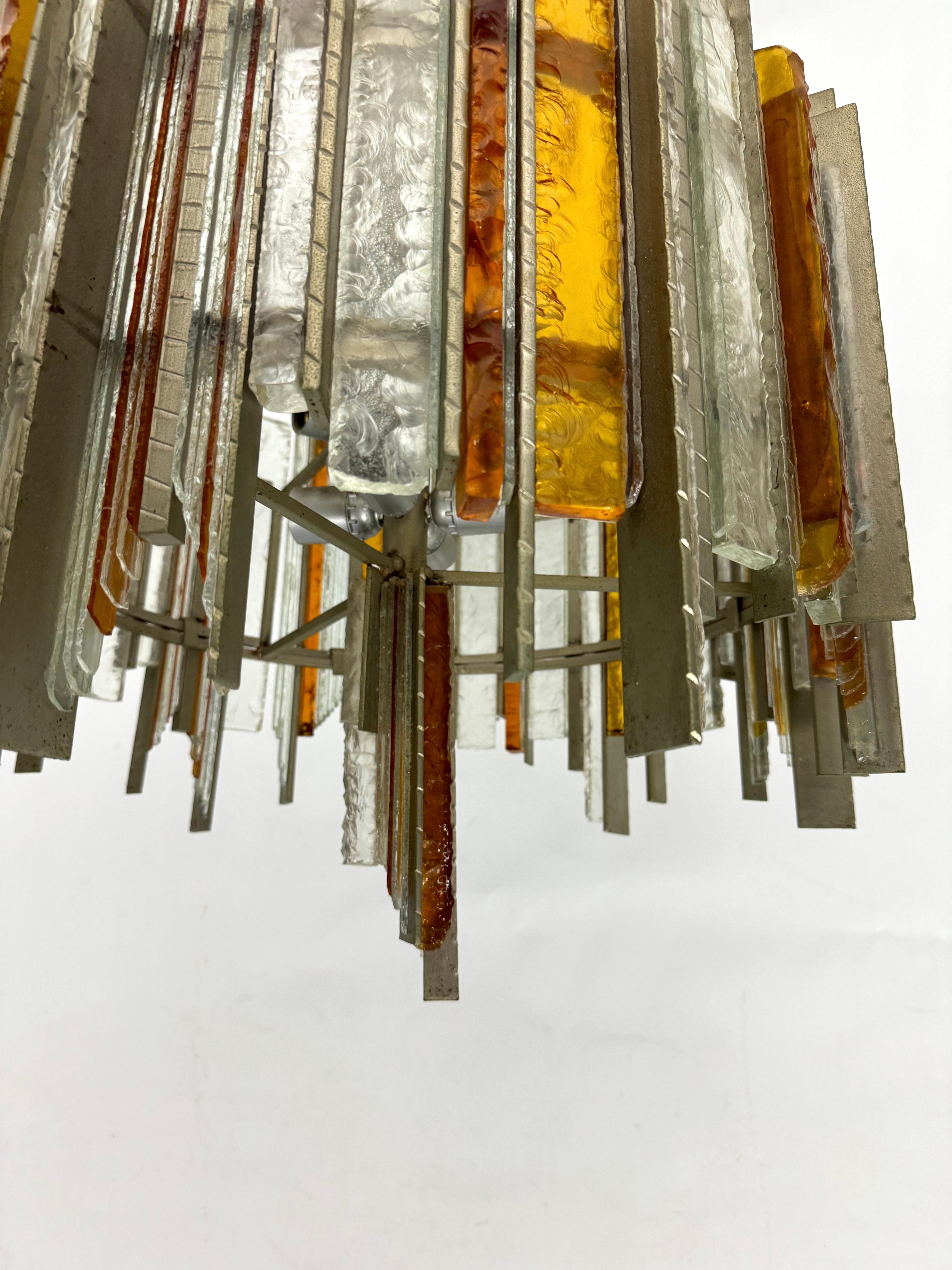 Metal Rare Mid-Century Large chandelier by Albano Poli for Poliarte. Italy 1970s For Sale
