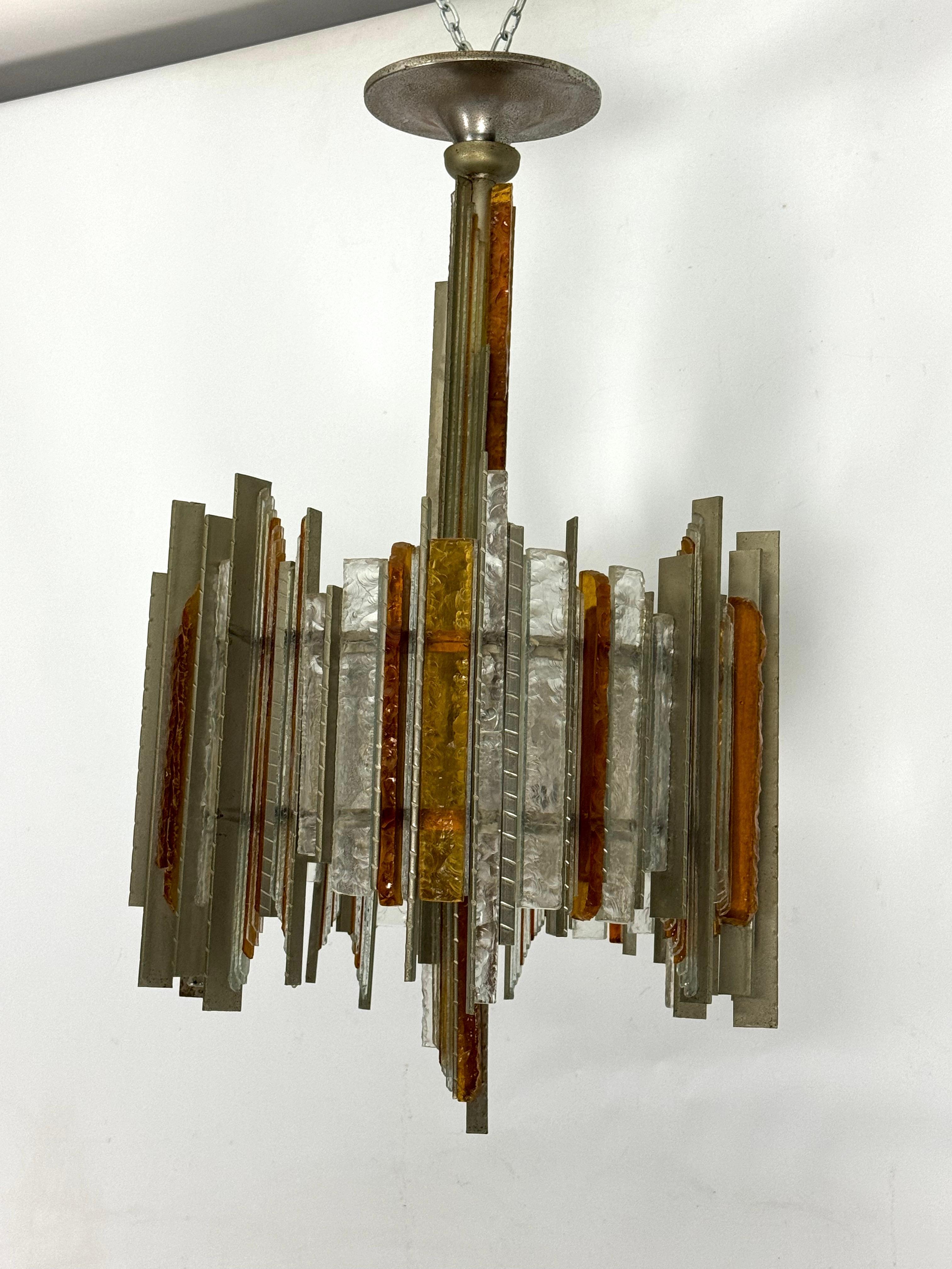 Rare Mid-Century Large chandelier by Albano Poli for Poliarte. Italy 1970s For Sale 2