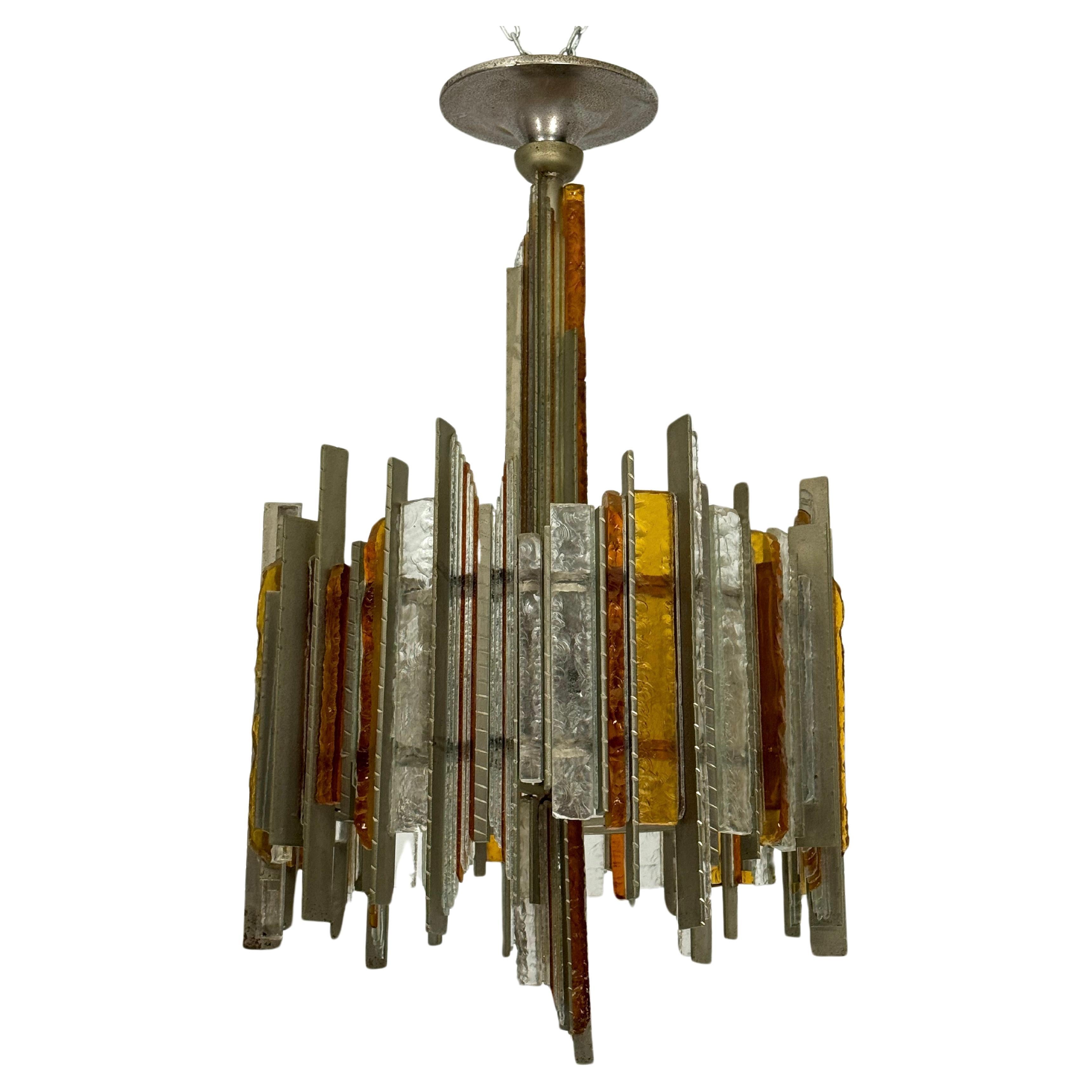 Rare Mid-Century Large chandelier by Albano Poli for Poliarte. Italy 1970s For Sale
