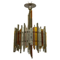 Retro Rare Mid-Century Large chandelier by Albano Poli for Poliarte. Italy 1970s