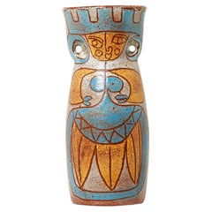 Vintage Rare Mid-Century Large French Accolay Ceramic TOTEM Vase, 1950s