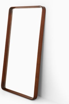 Grand miroir rare du milieu du siècle en acajou, années 1940