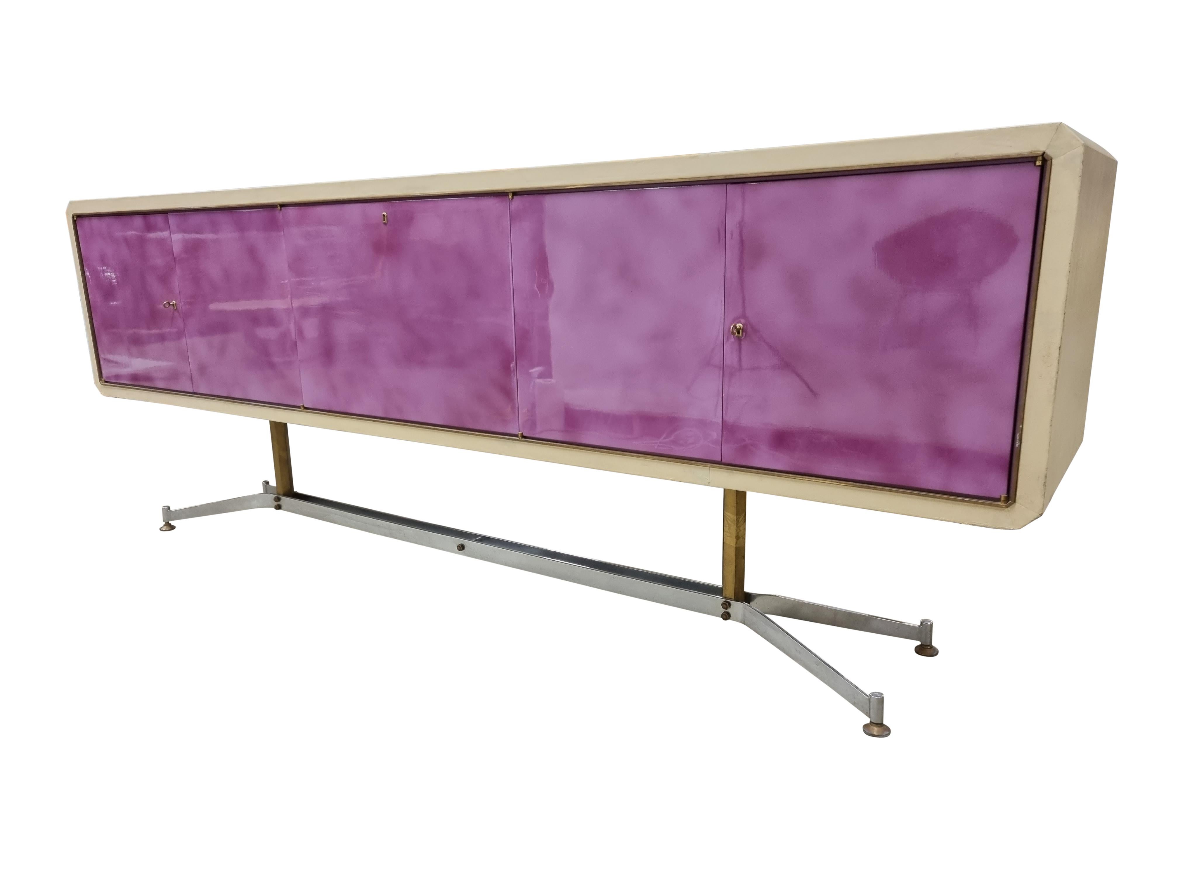 Space Age Rare Mid-Century Leather Sideboard by Enzo Missoni, 1960s