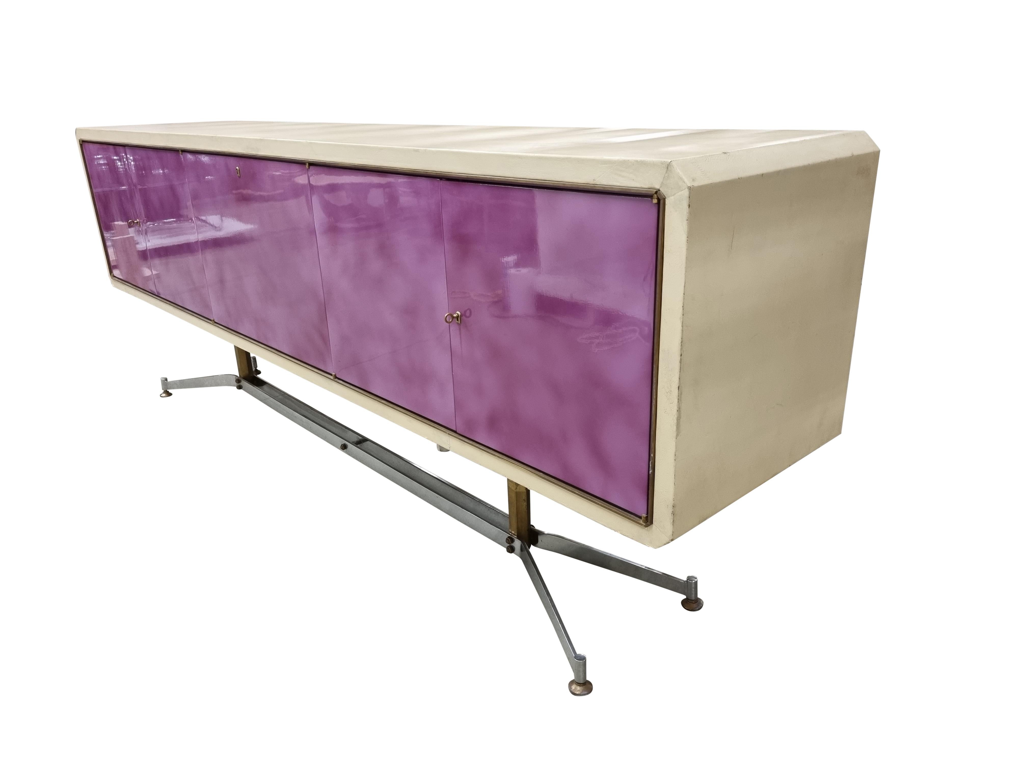 Mid-20th Century Rare Mid-Century Leather Sideboard by Enzo Missoni, 1960s