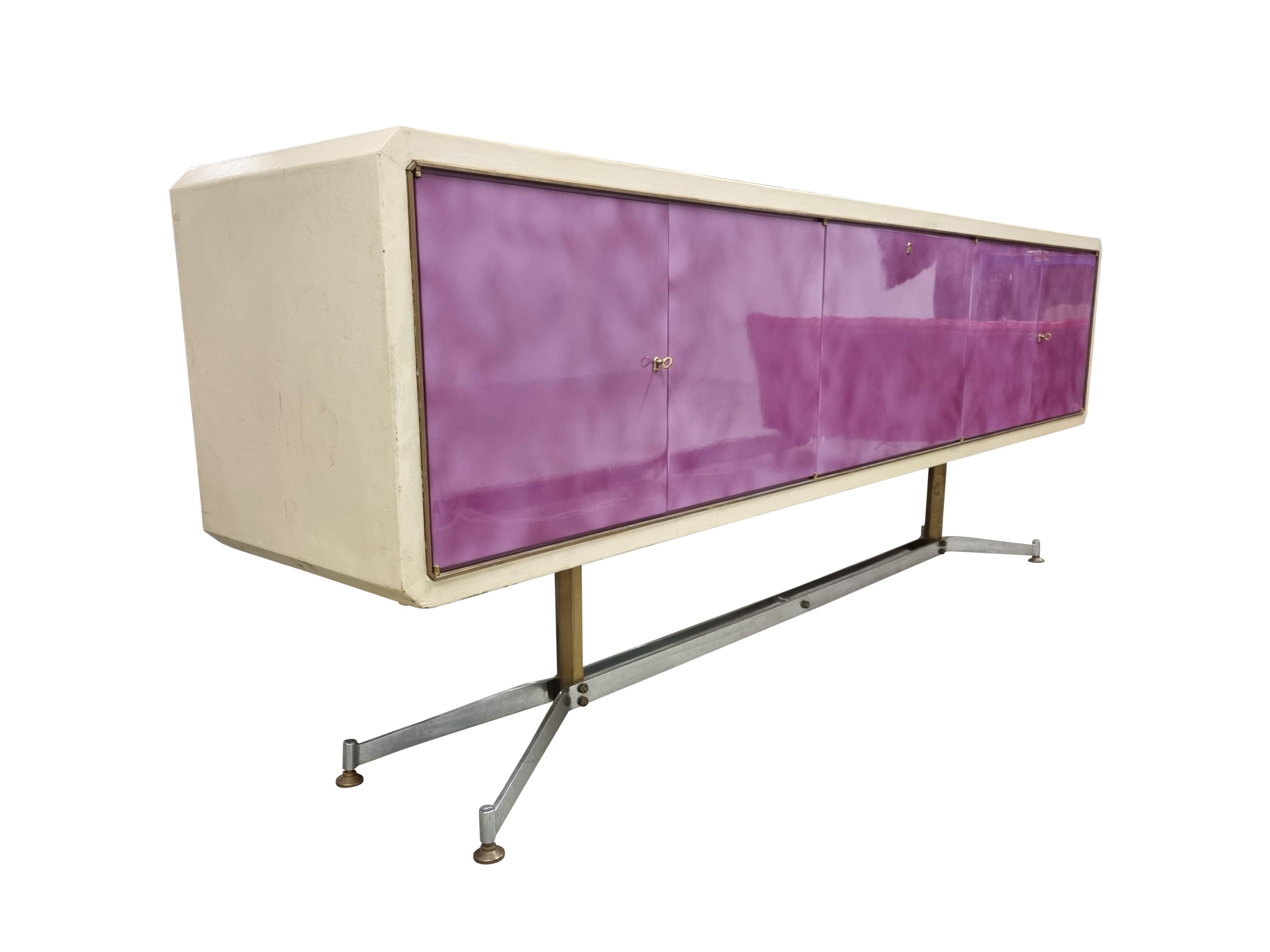 Rare Mid-Century Leather Sideboard by Enzo Missoni, 1960s 2