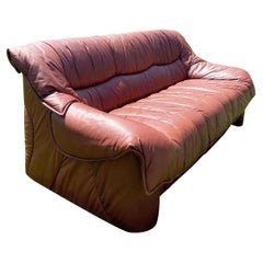 Rare Mid Century Leather Sofa in the Style of De Sede with Patchwork Design