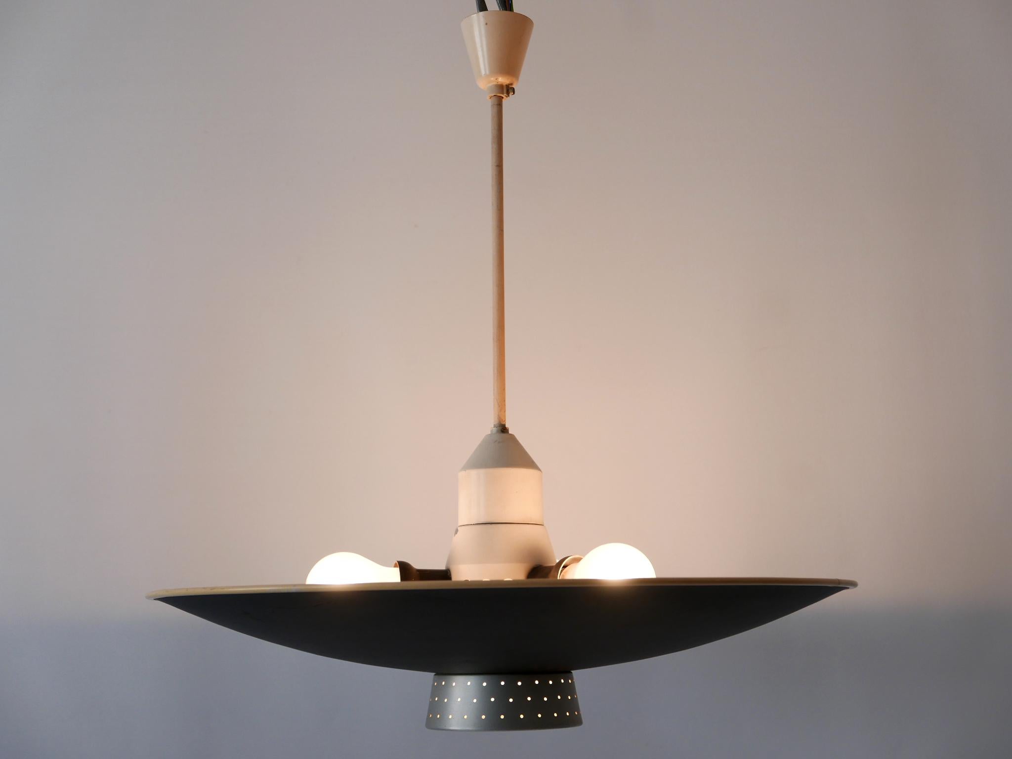 Rare Mid Century Modern 4-Flamed Pendant Lamp DD 39 by Philips Netherlands 1950s For Sale 7